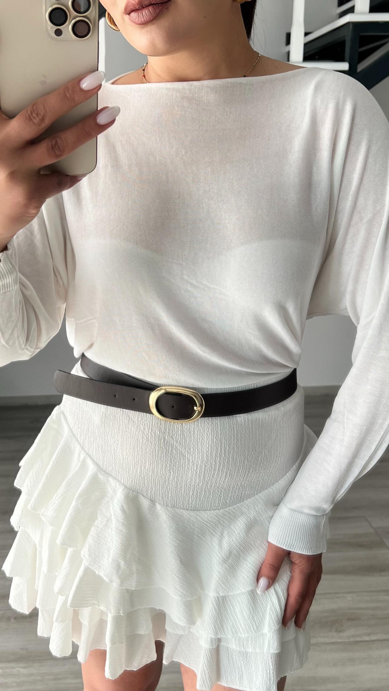 Off-white ruffled mini skirt