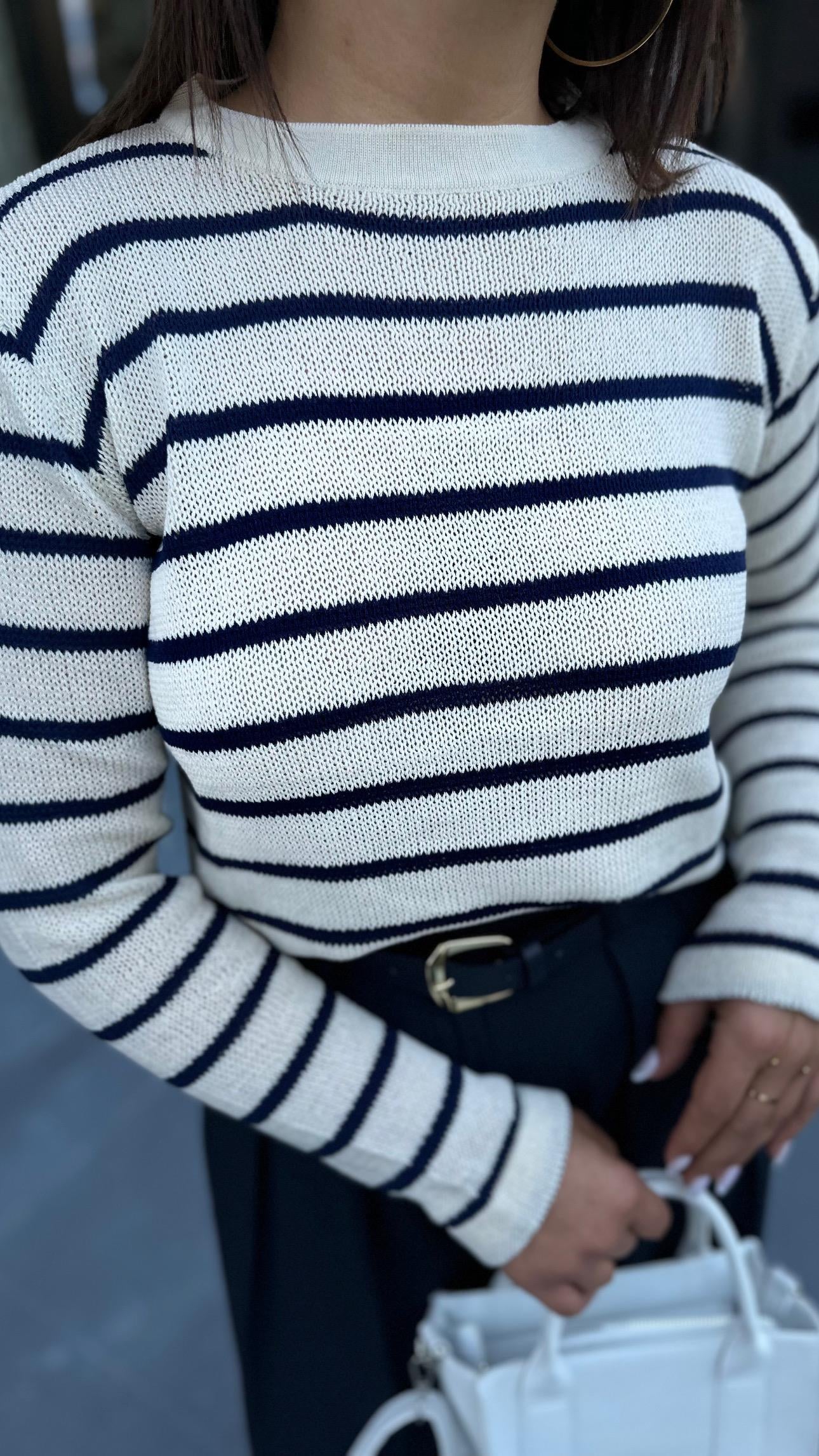 Off-white striped knit sweater