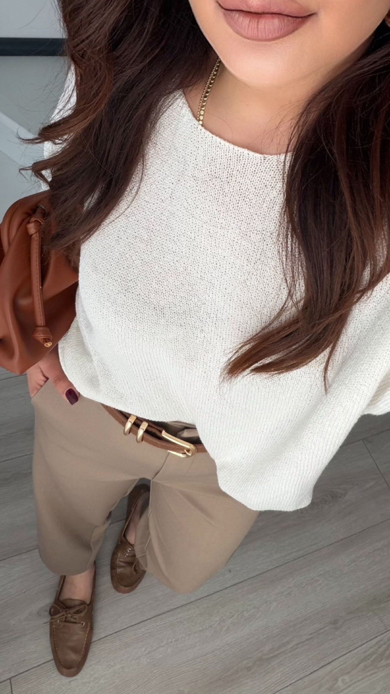 Ecru Boat Neck Mercerized Blouse