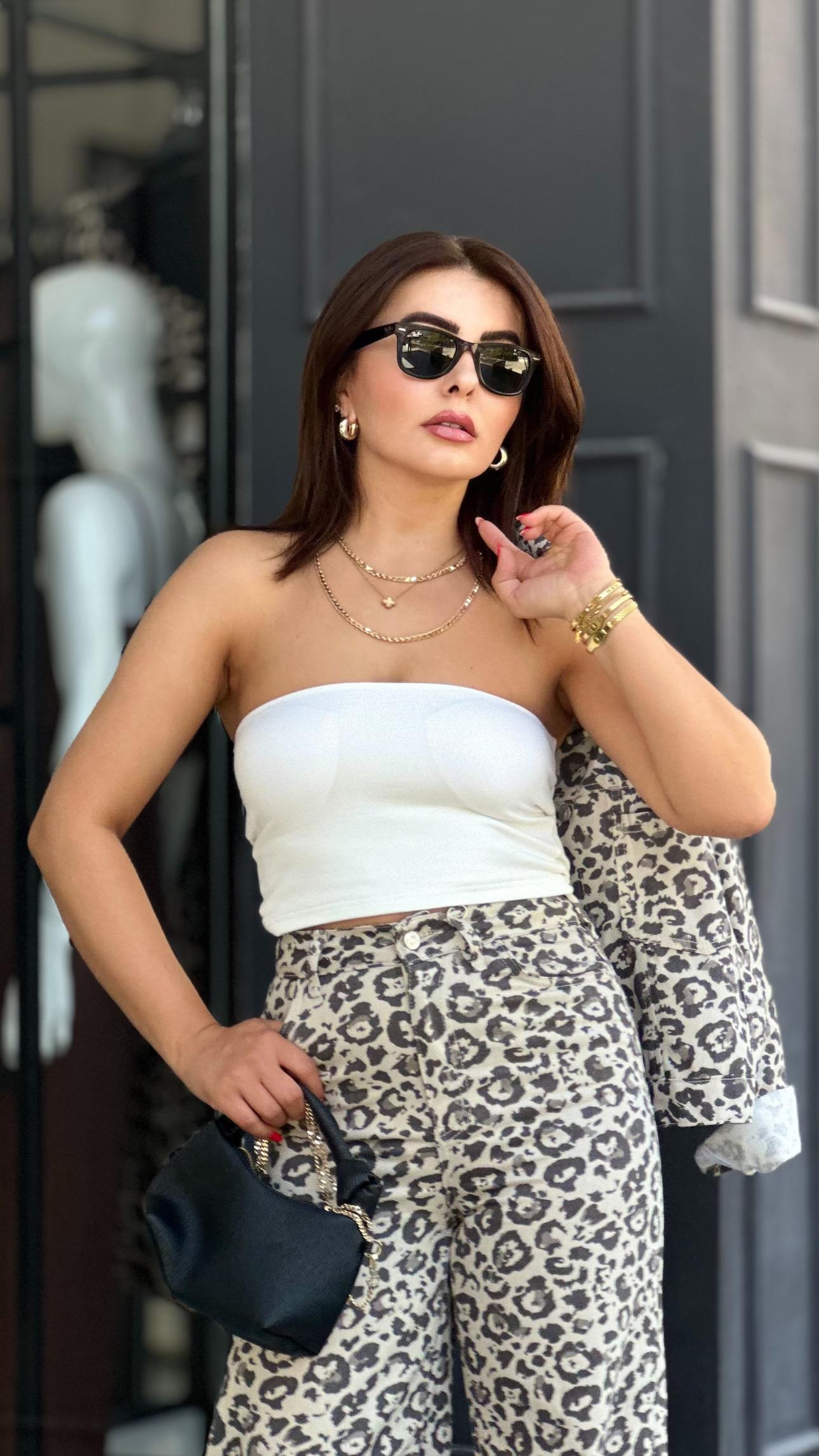 Ekru Kendinden Pedli Crop Top 
