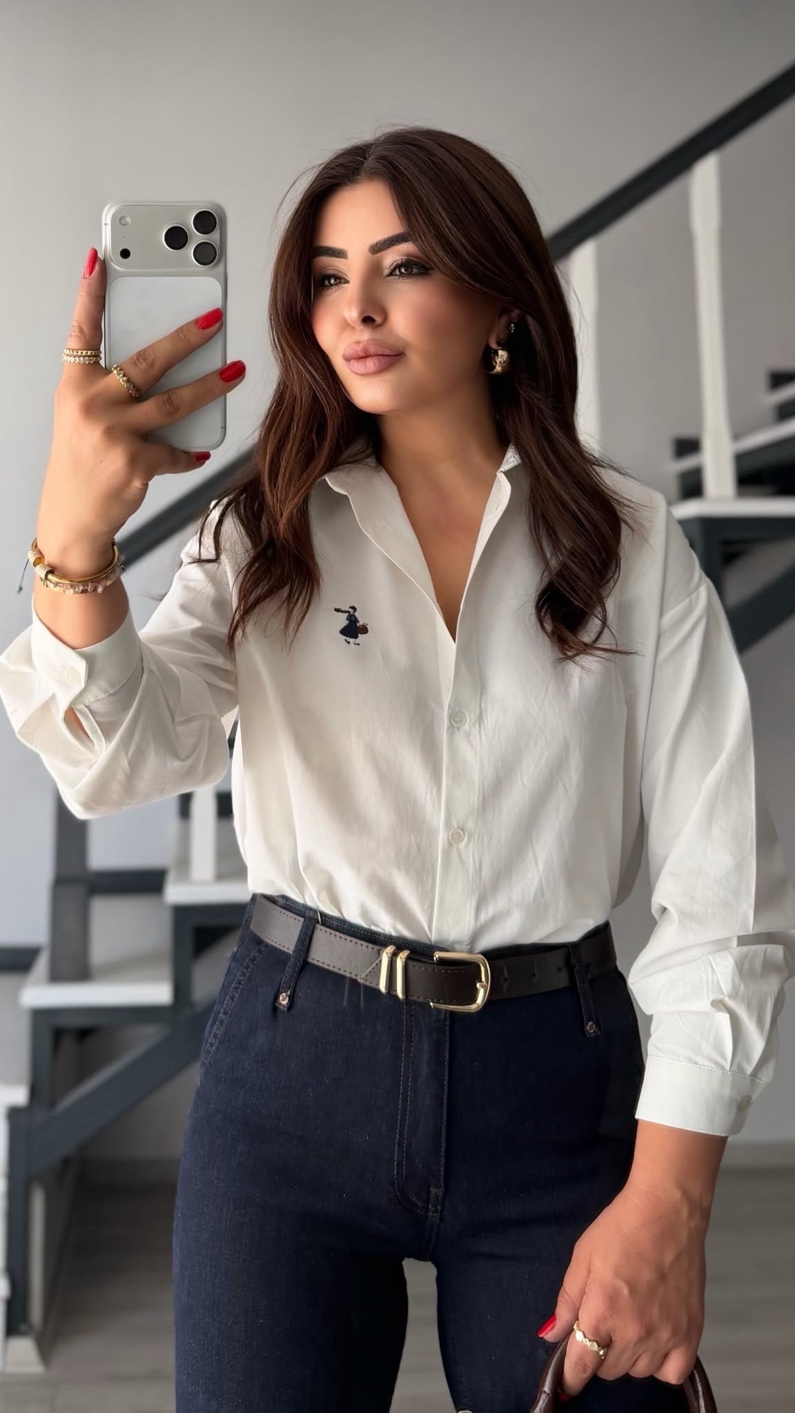 Ecru Embroidered Crest Shirt