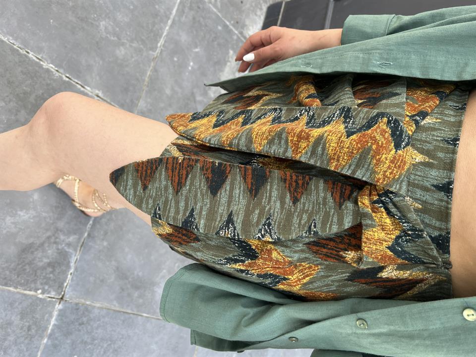 Ethnic Patterned Skirt with Tie-Up Closure