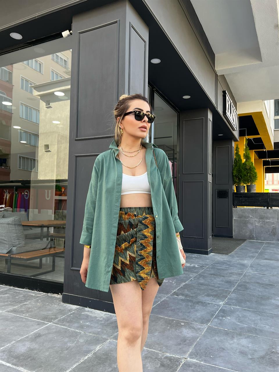 Ethnic Patterned Skirt with Tie-Up Closure