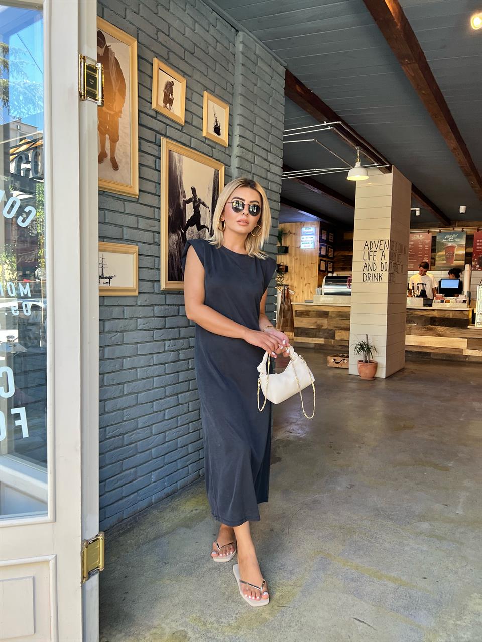 Smoked Gray Padded Modal Fabric Dress
