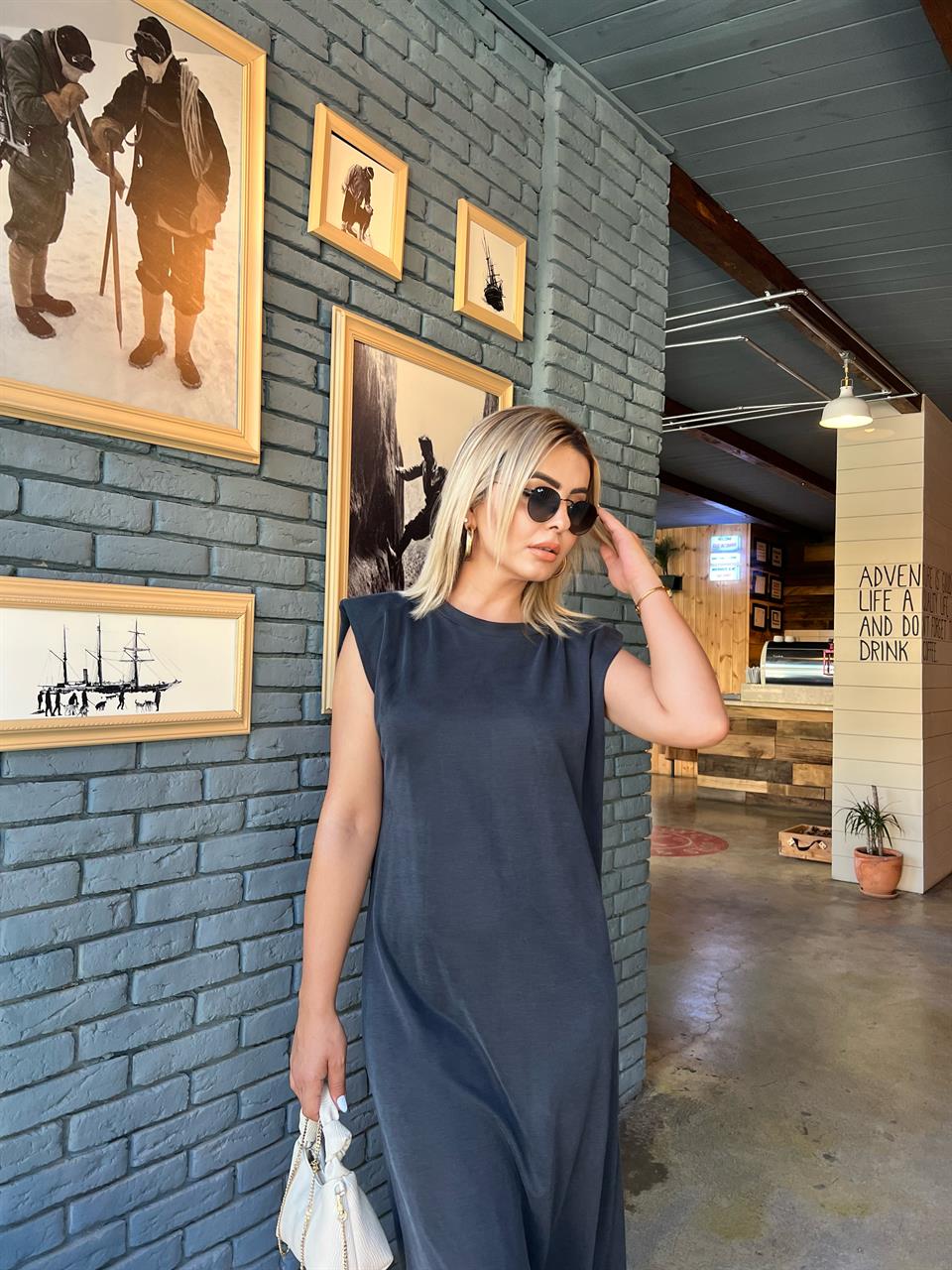Smoked Gray Padded Modal Fabric Dress