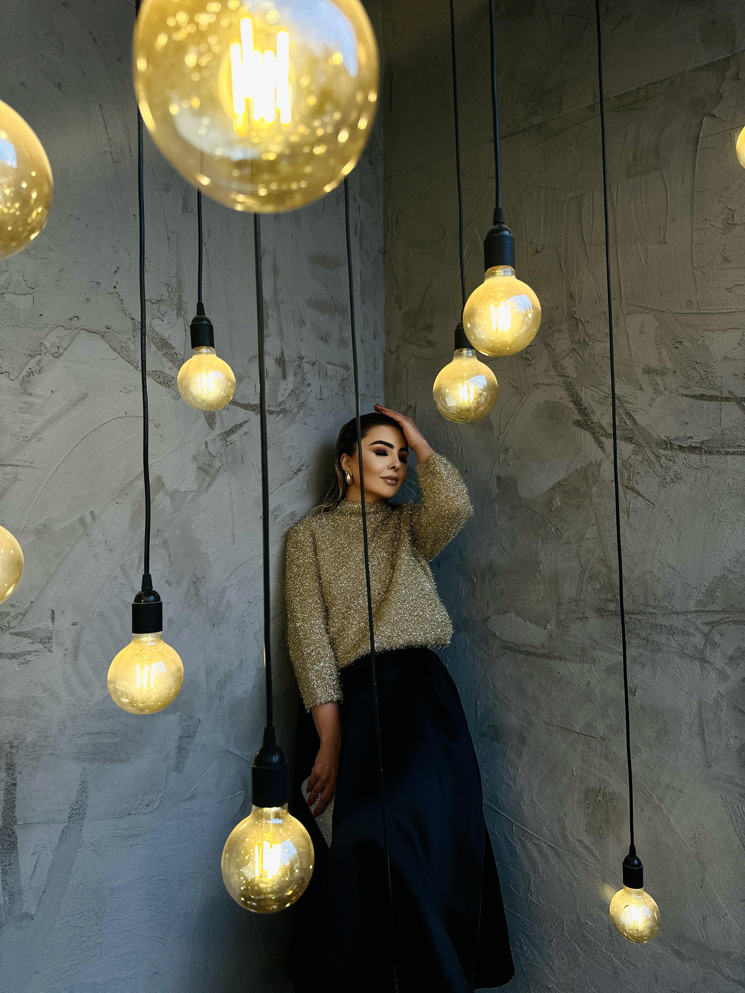 Gold High-Neck Glitter Sweater