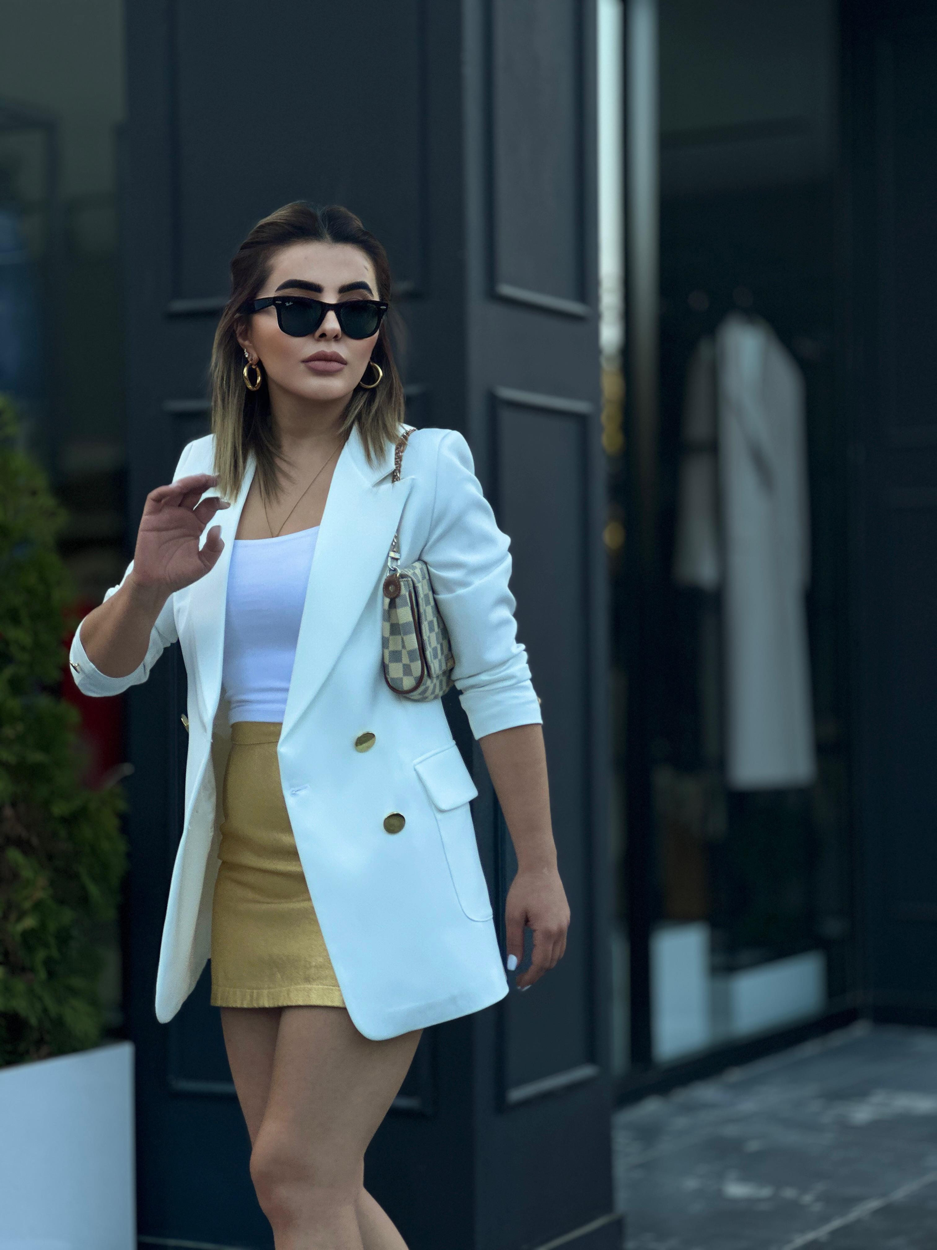 Gold Waxed Mini Skirt