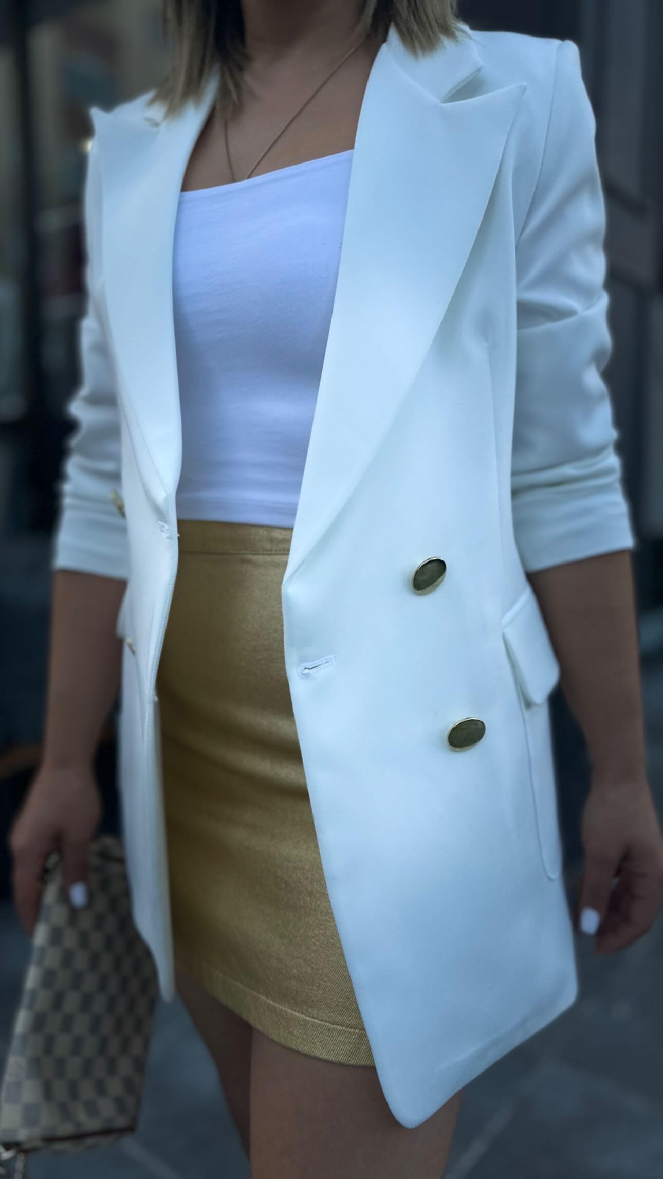 Gold Waxed Mini Skirt
