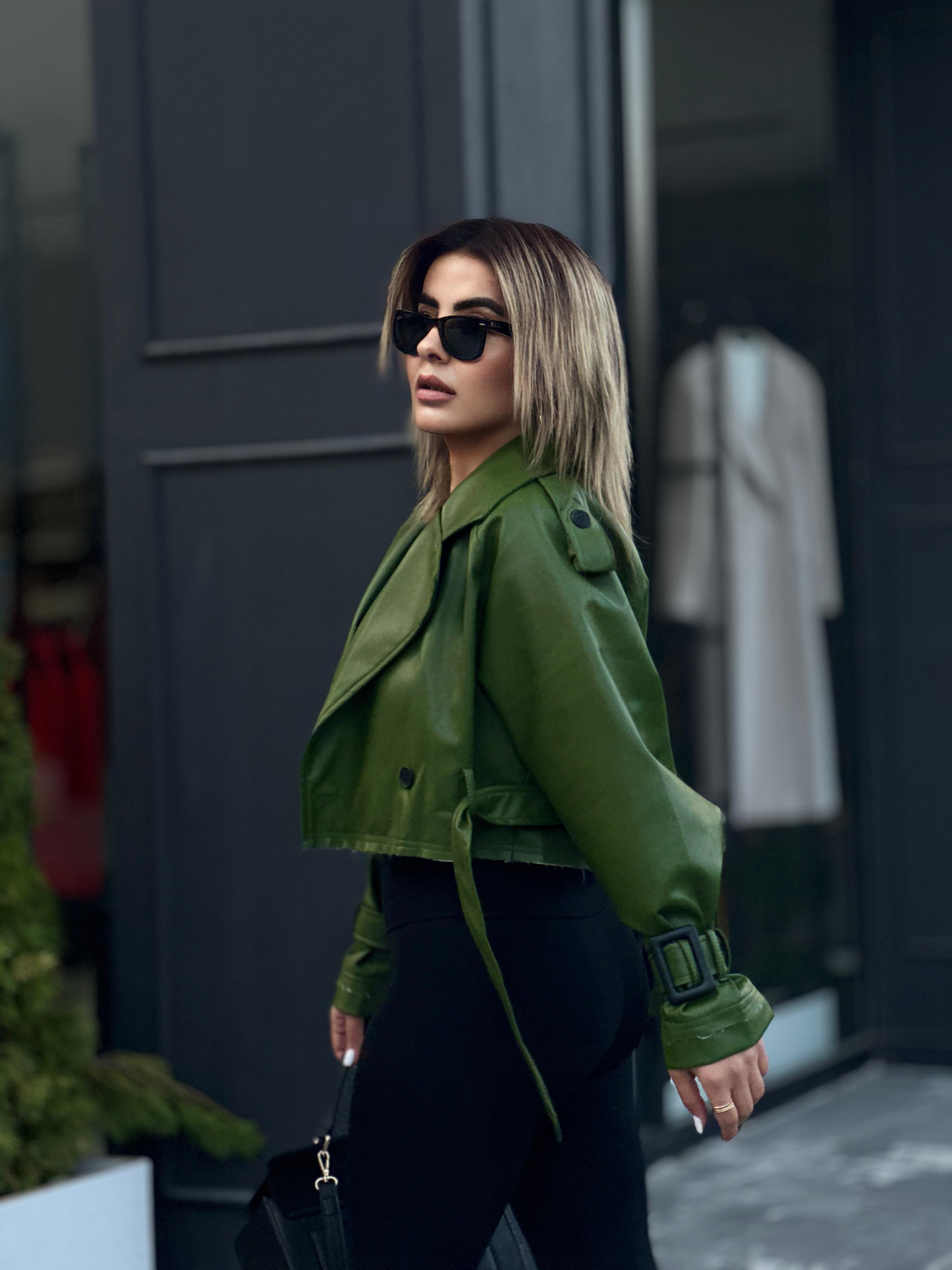 Khaki Short Leather Jacket