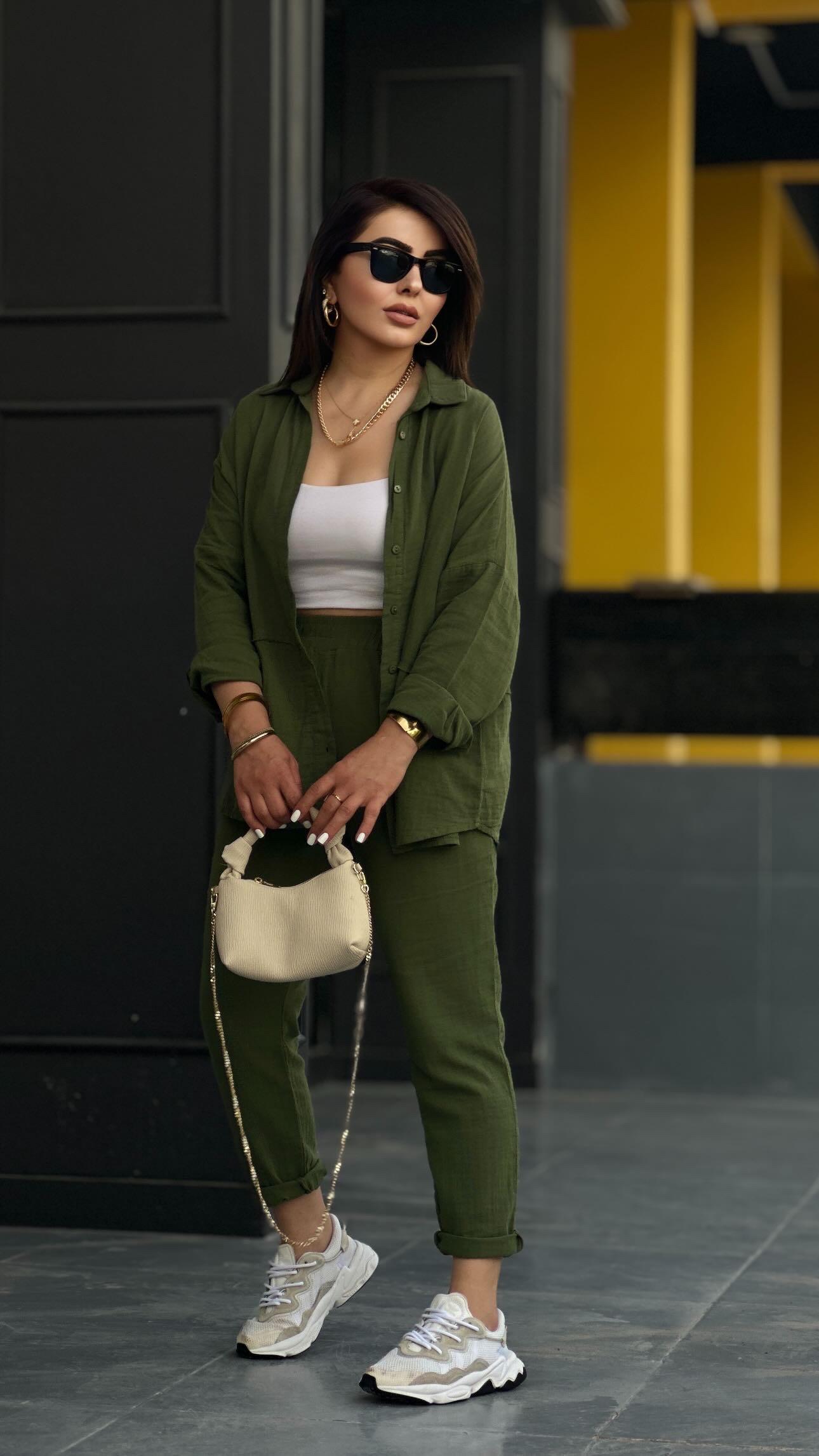 Khaki Muslin Fabric Set