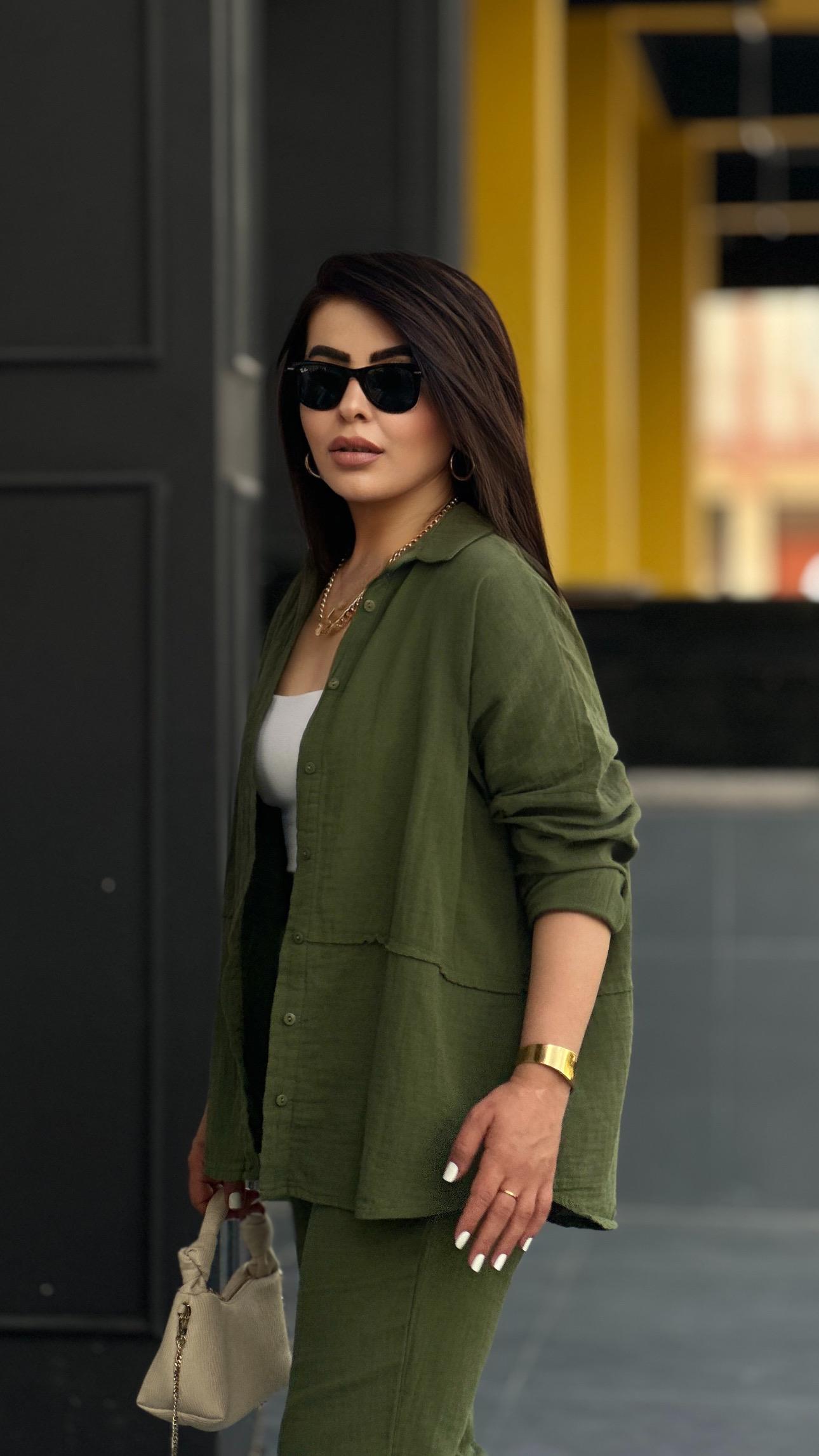 Khaki Muslin Fabric Set