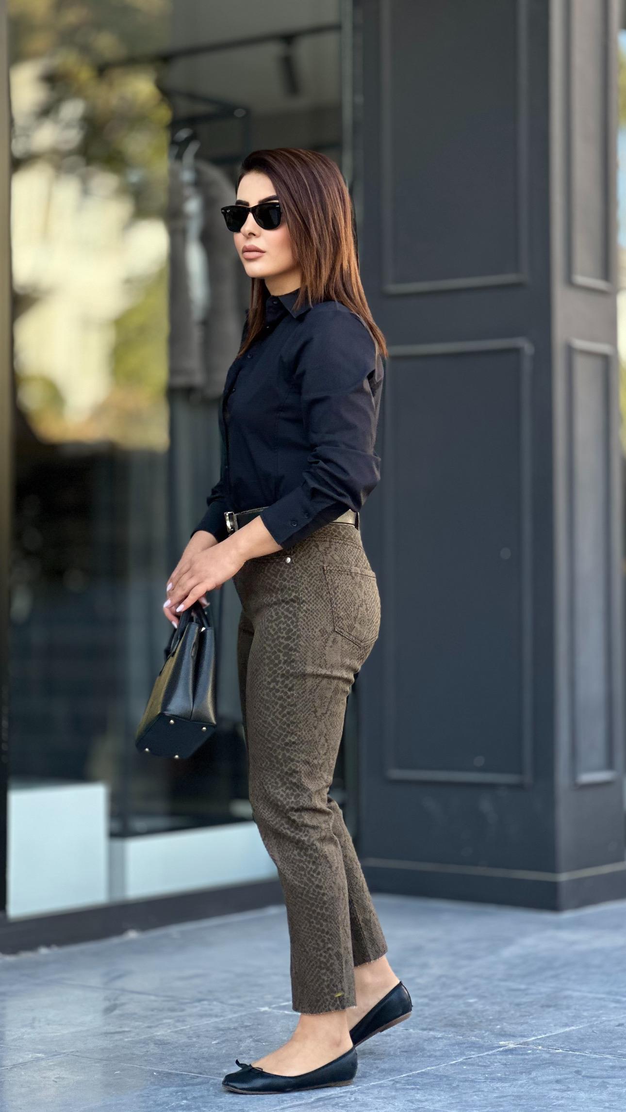 Haki Orjinal Marka Yılan Desen Boy Fit Jean