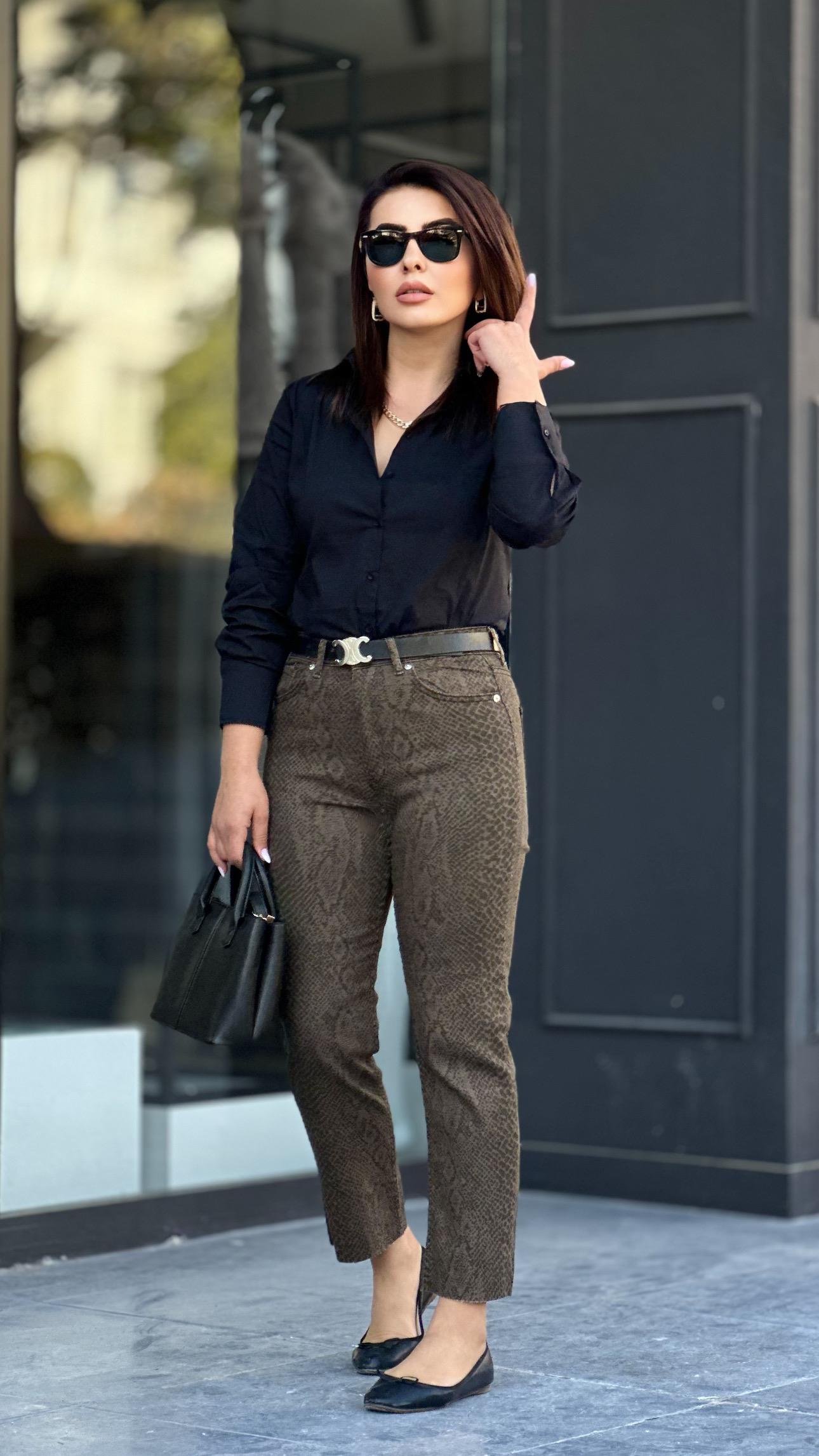 Haki Orjinal Marka Yılan Desen Boy Fit Jean