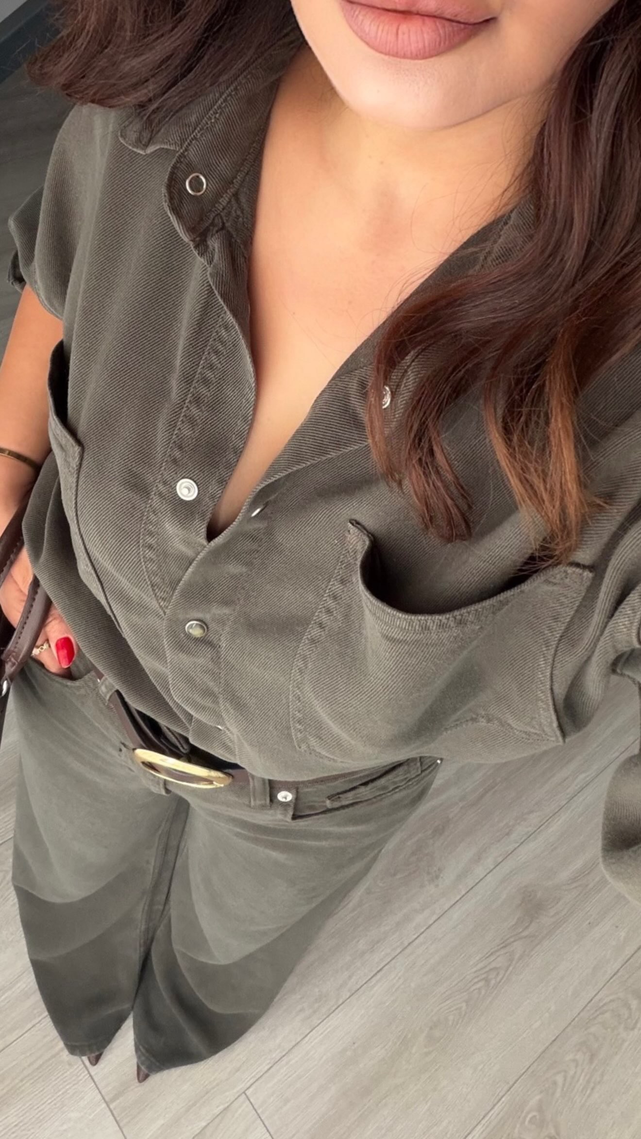Haki Tencel Denim Gömlek-Pantolon Takım