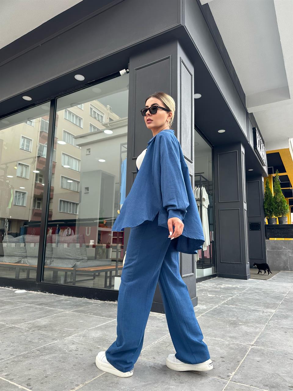 Indigo Linen Shirt and Trousers Set