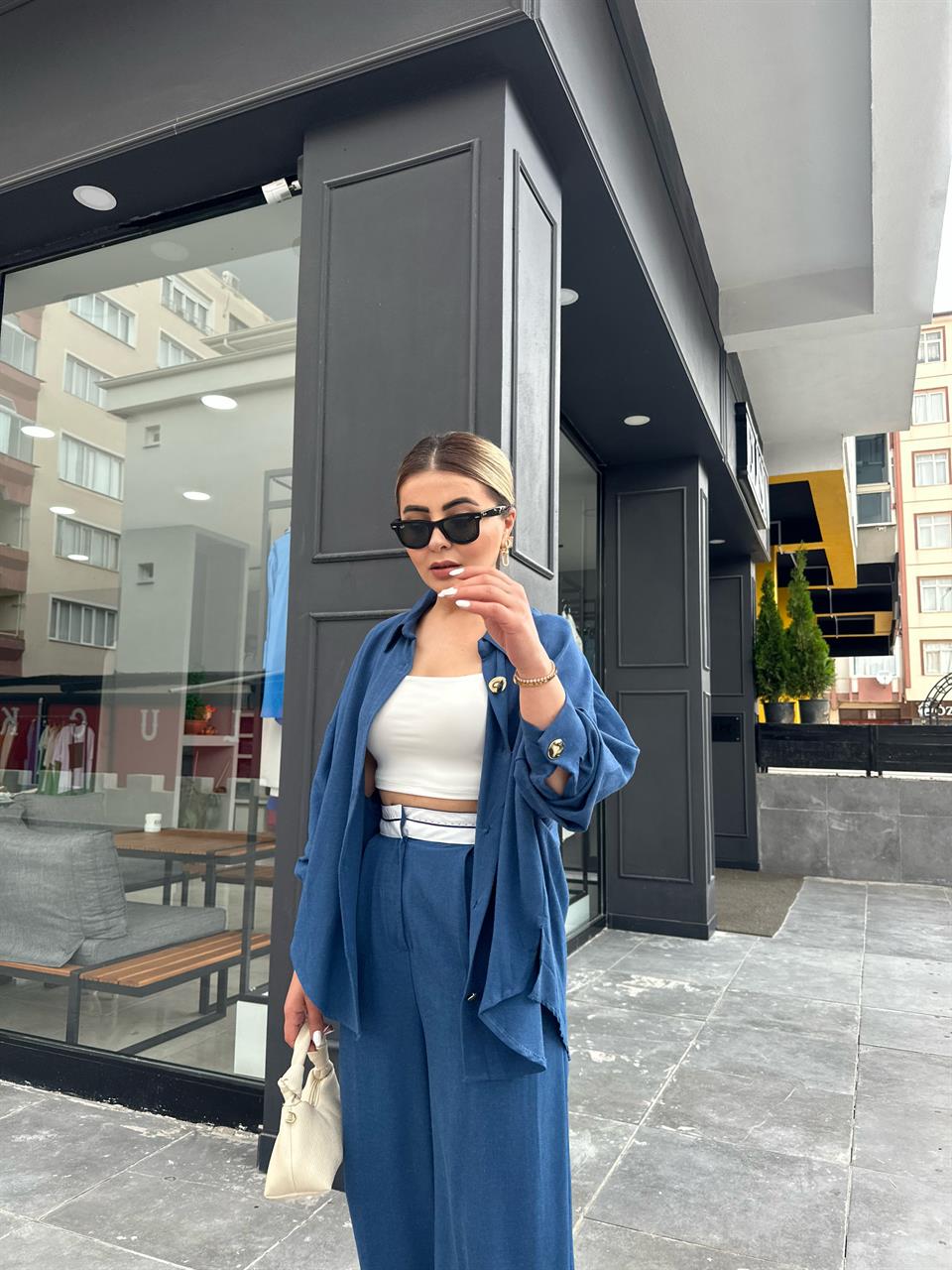 Indigo Linen Shirt and Trousers Set