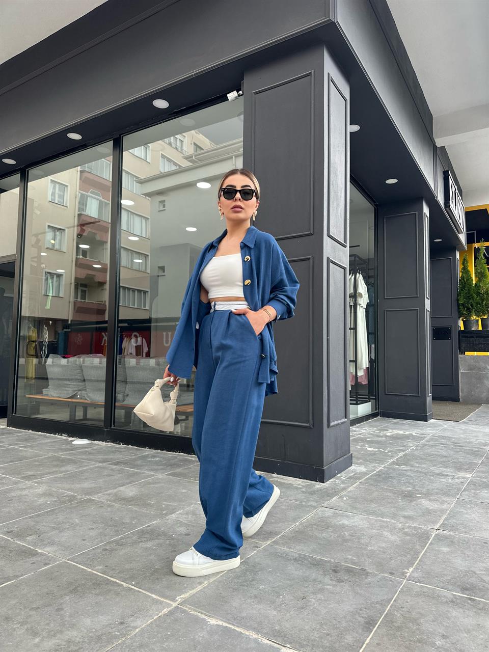 Indigo Linen Shirt and Trousers Set