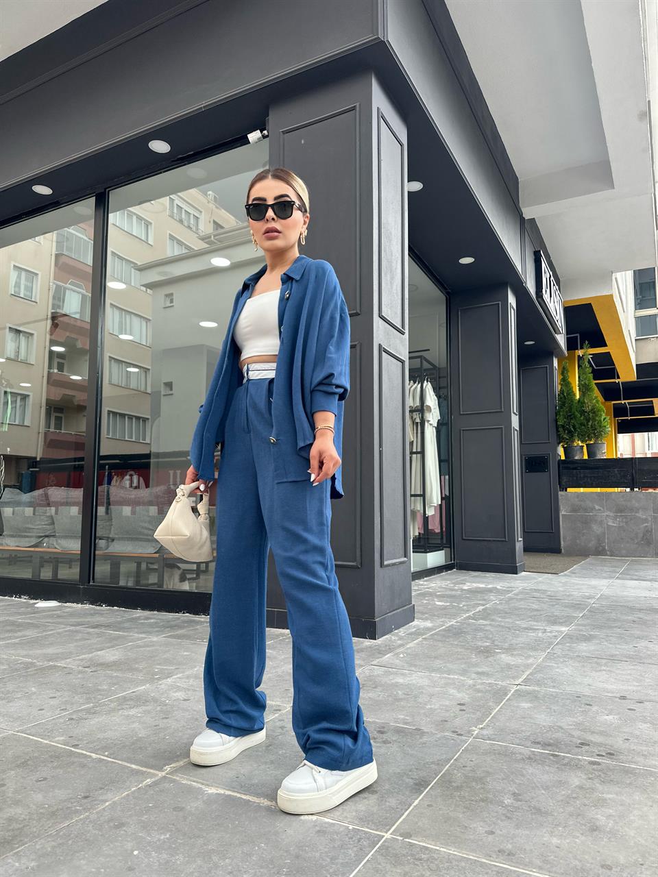 Indigo Linen Shirt and Trousers Set