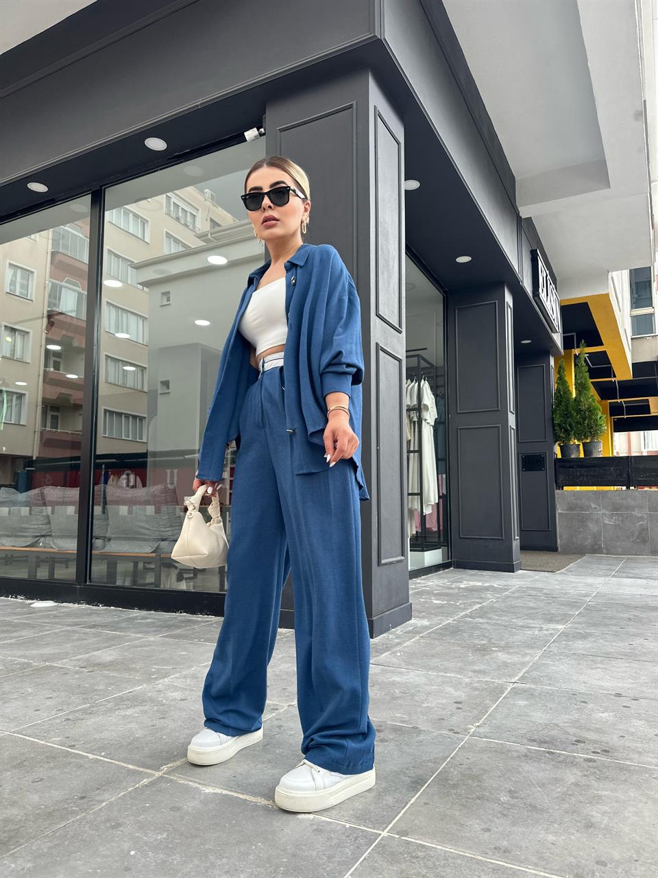 Indigo Linen Shirt and Trousers Set