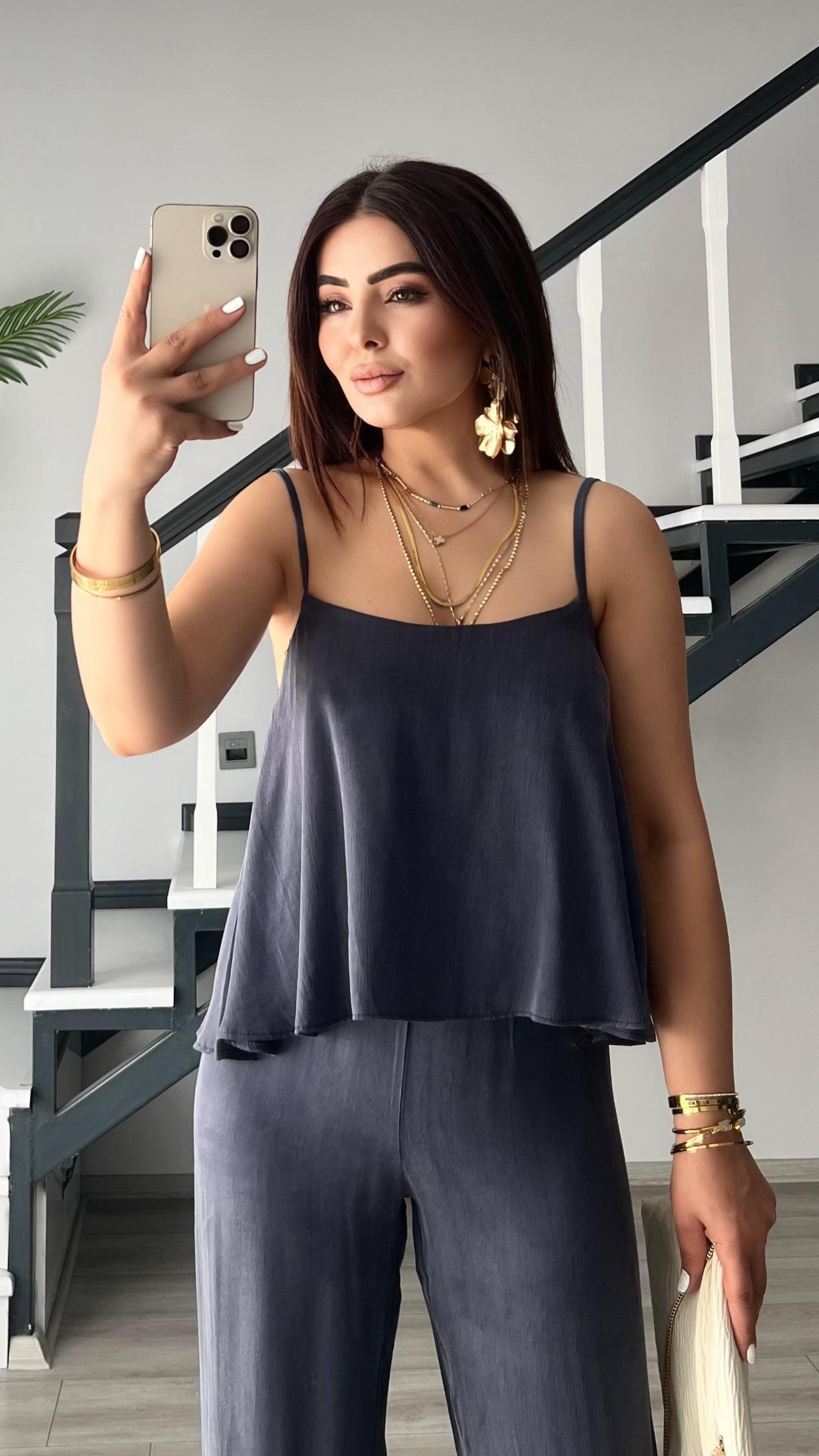 İndigo Premium Tnsel Kumaş Bluz Pantolon Takım