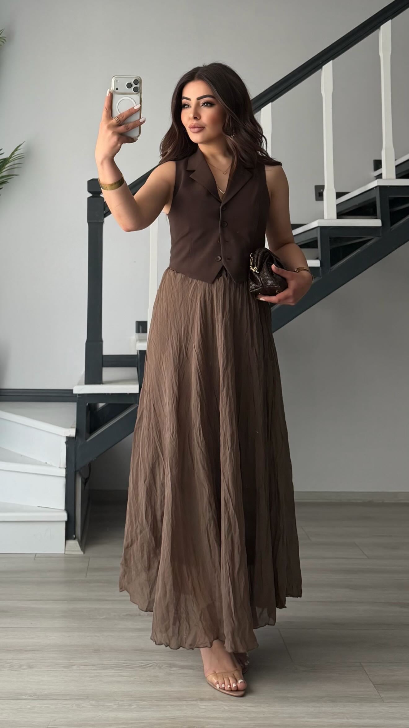 Kahve Astarlı Kıraşlı Yelek