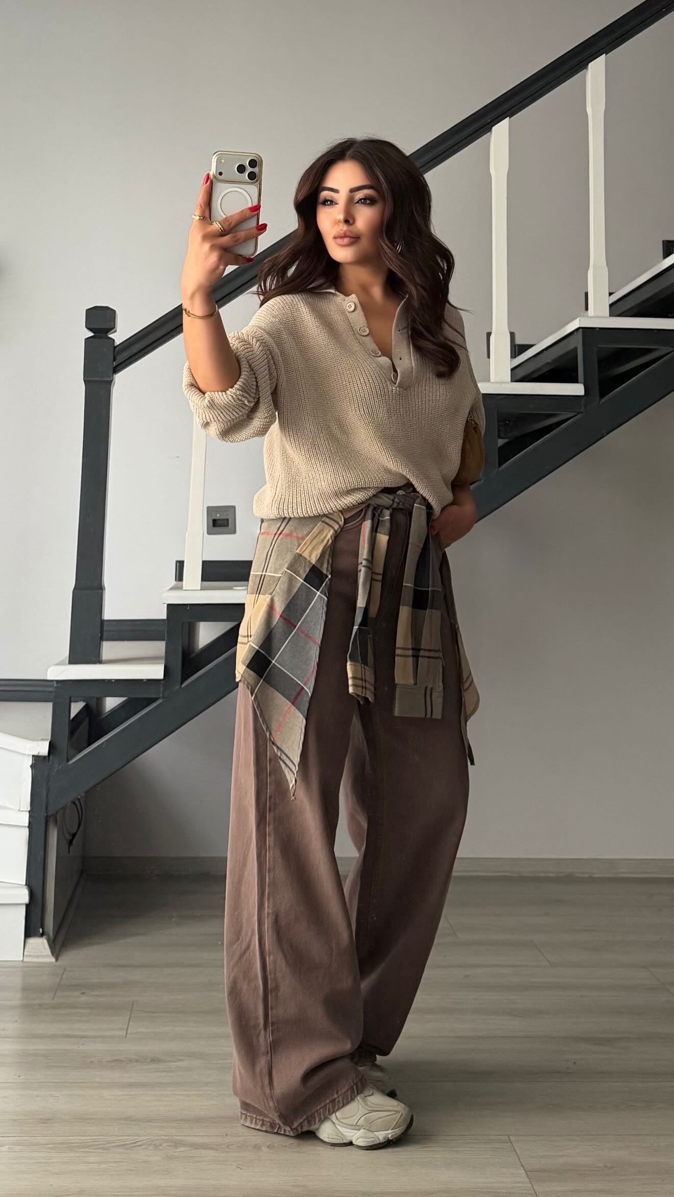 Kahve Gömlek Aksesuarlı Tencel Jean