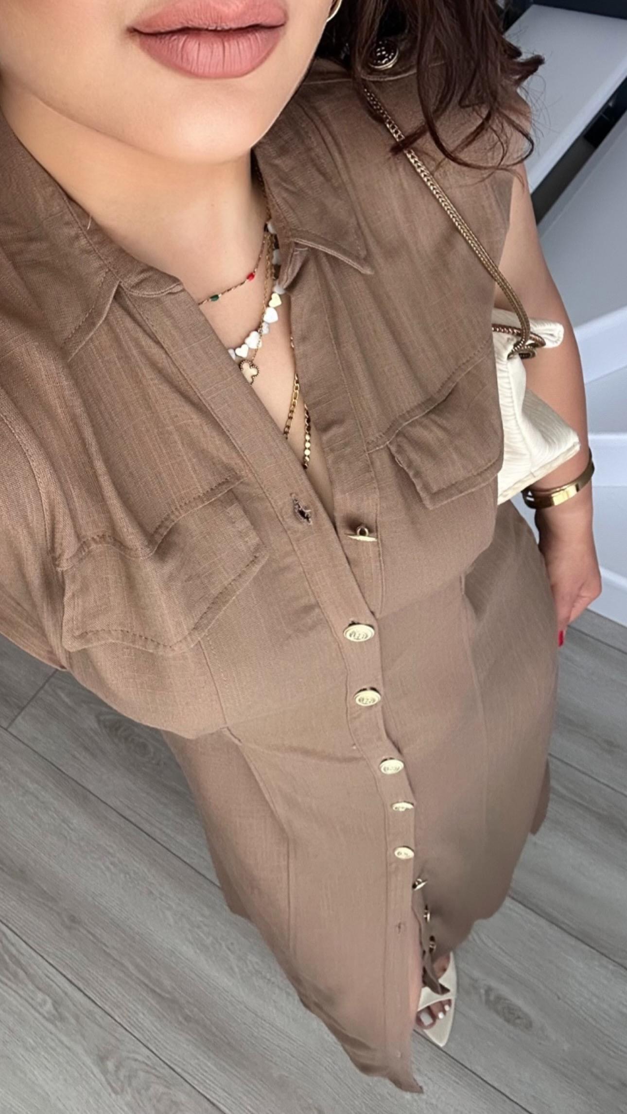 Kahve Marka Model Keten Elbise
