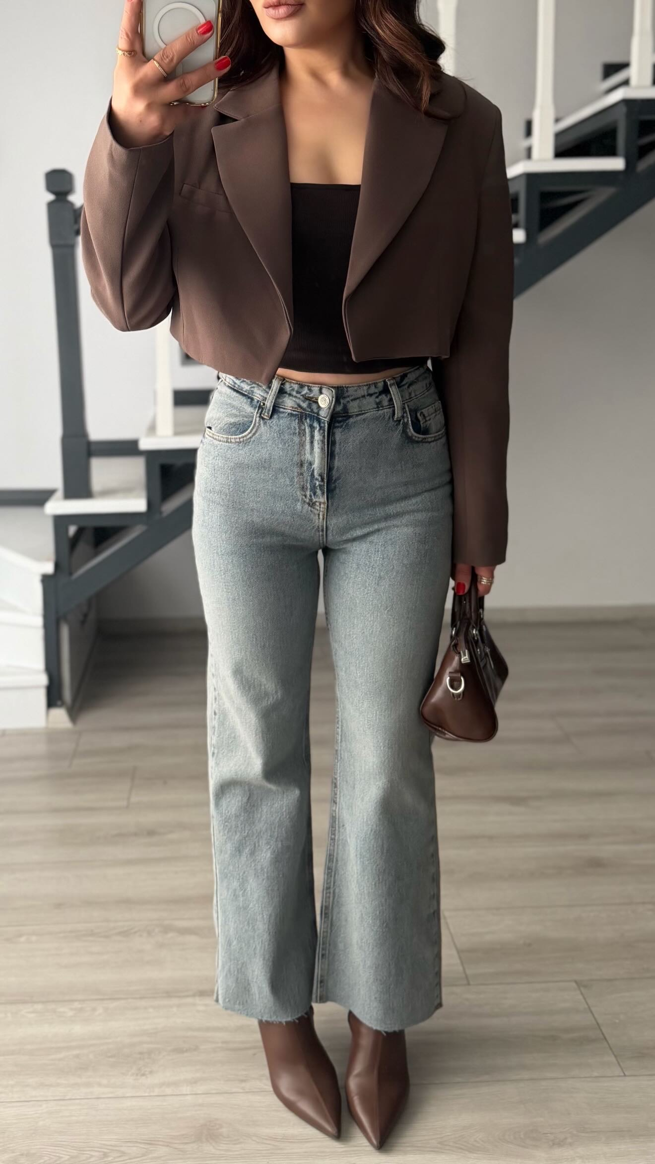 Kahve Premium Vatkalı Kısa Ceket