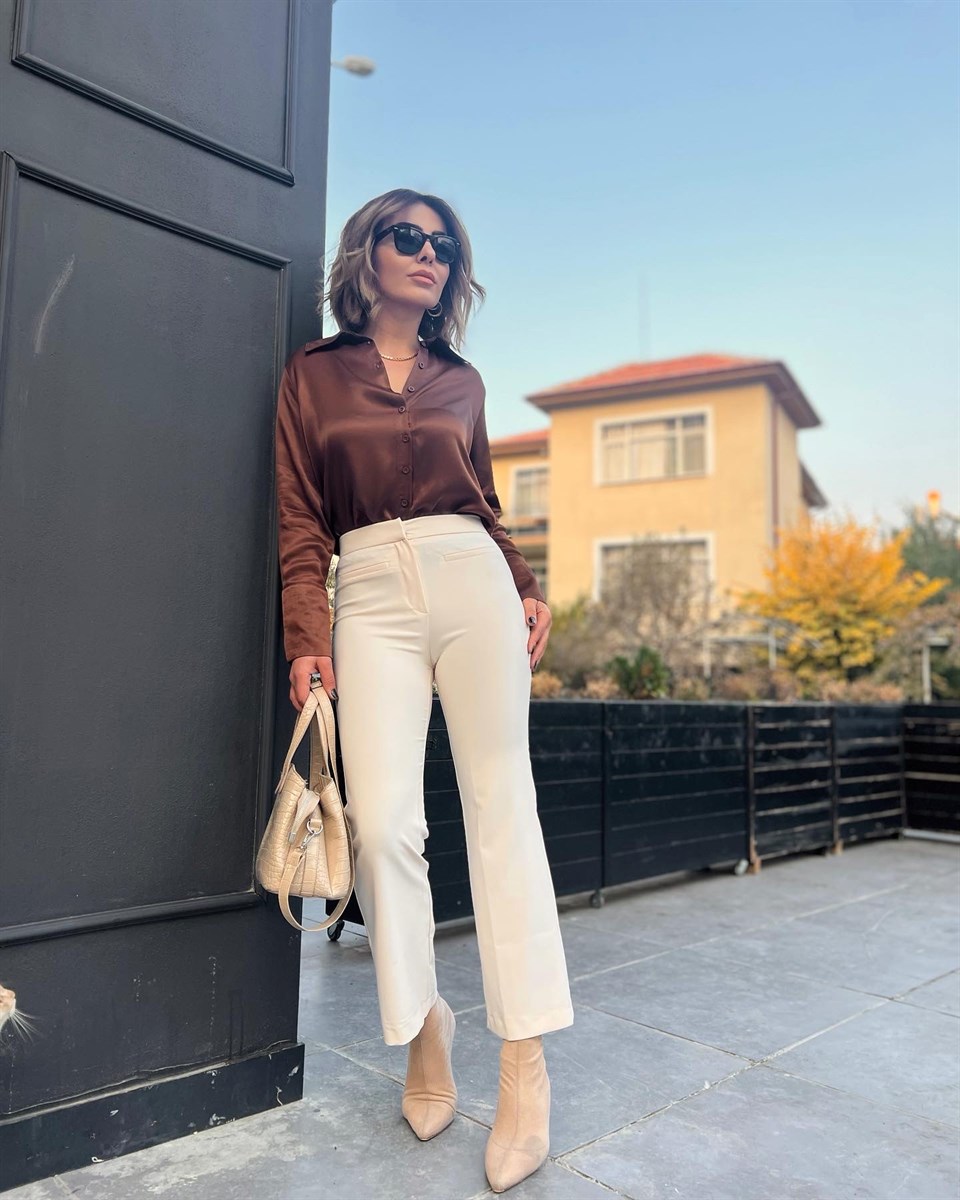 Brown Satin Shirt
