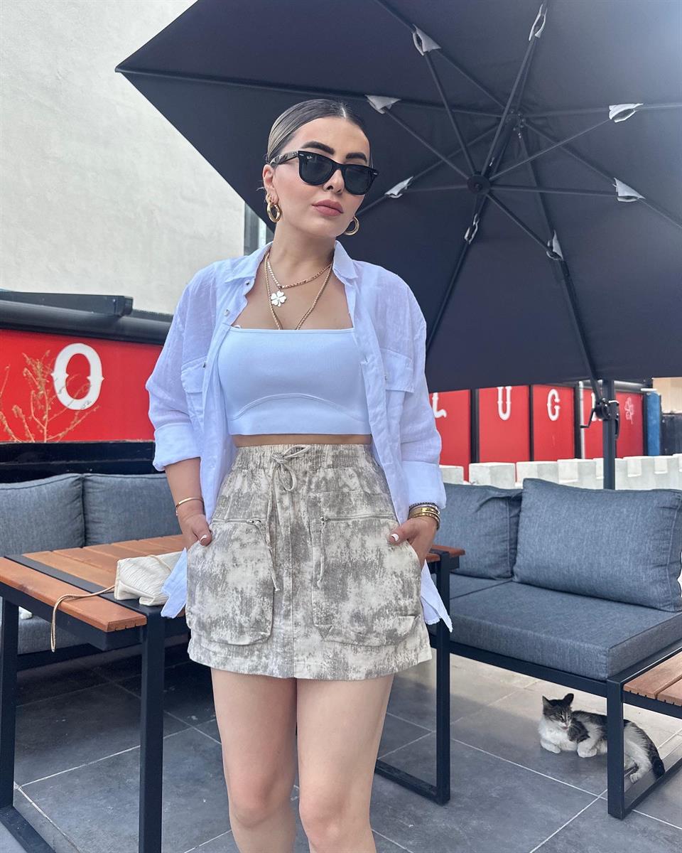 Camouflage Pattern Cargo Pocket Mini Skirt