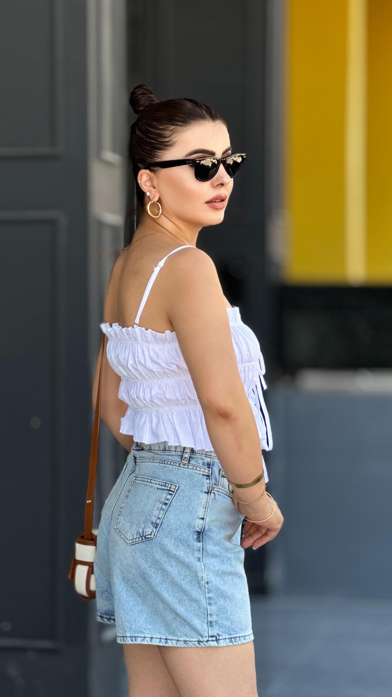 Kar Yıkama Denim Şort 
