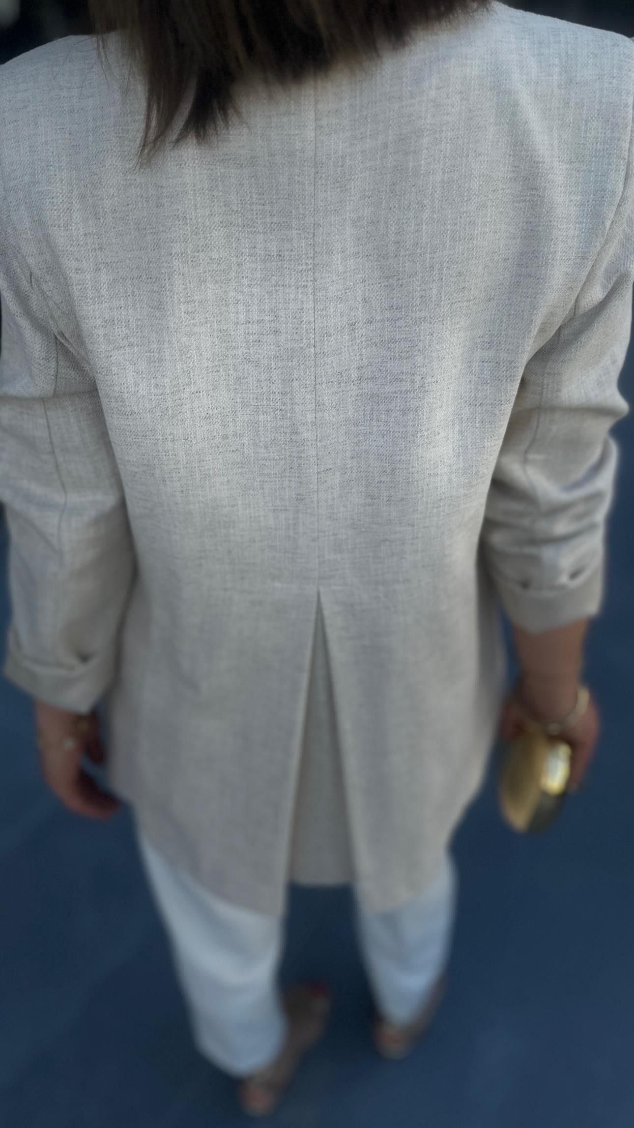 Keten Gold Düğme Blazer Ceket 