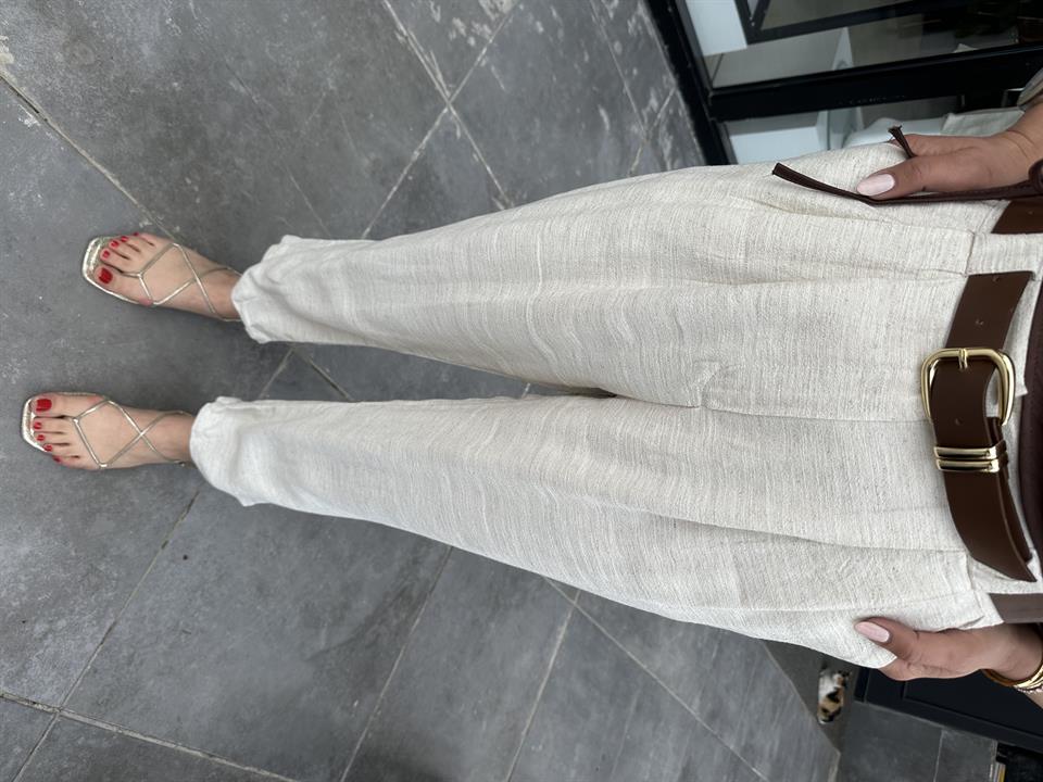 Linen Trousers with Self-Belt