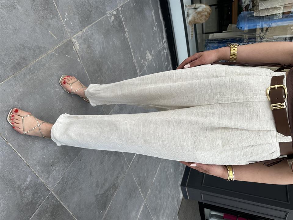 Linen Trousers with Self-Belt