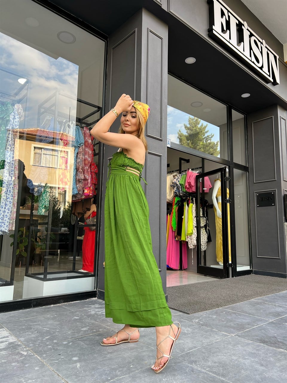 Linen Long Dress with Back Detail