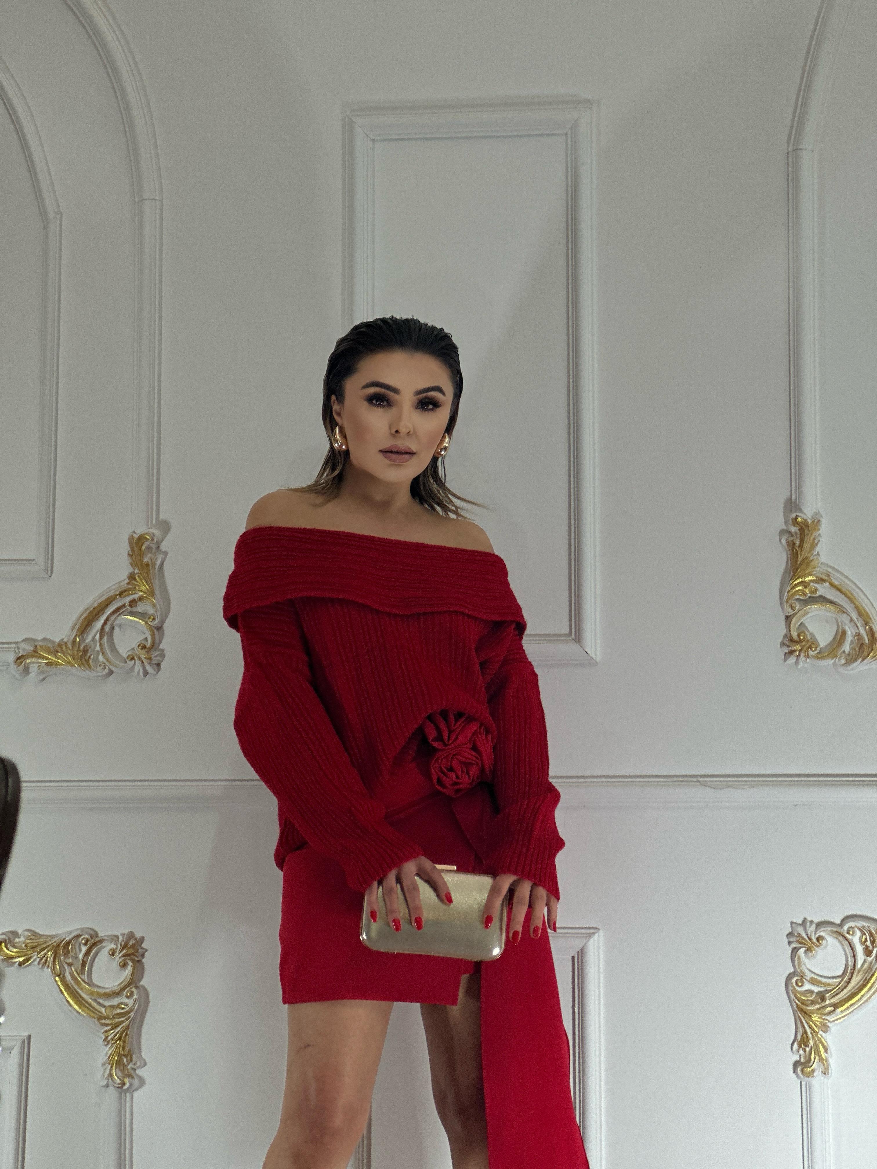 Red Madonna Collar Sweater