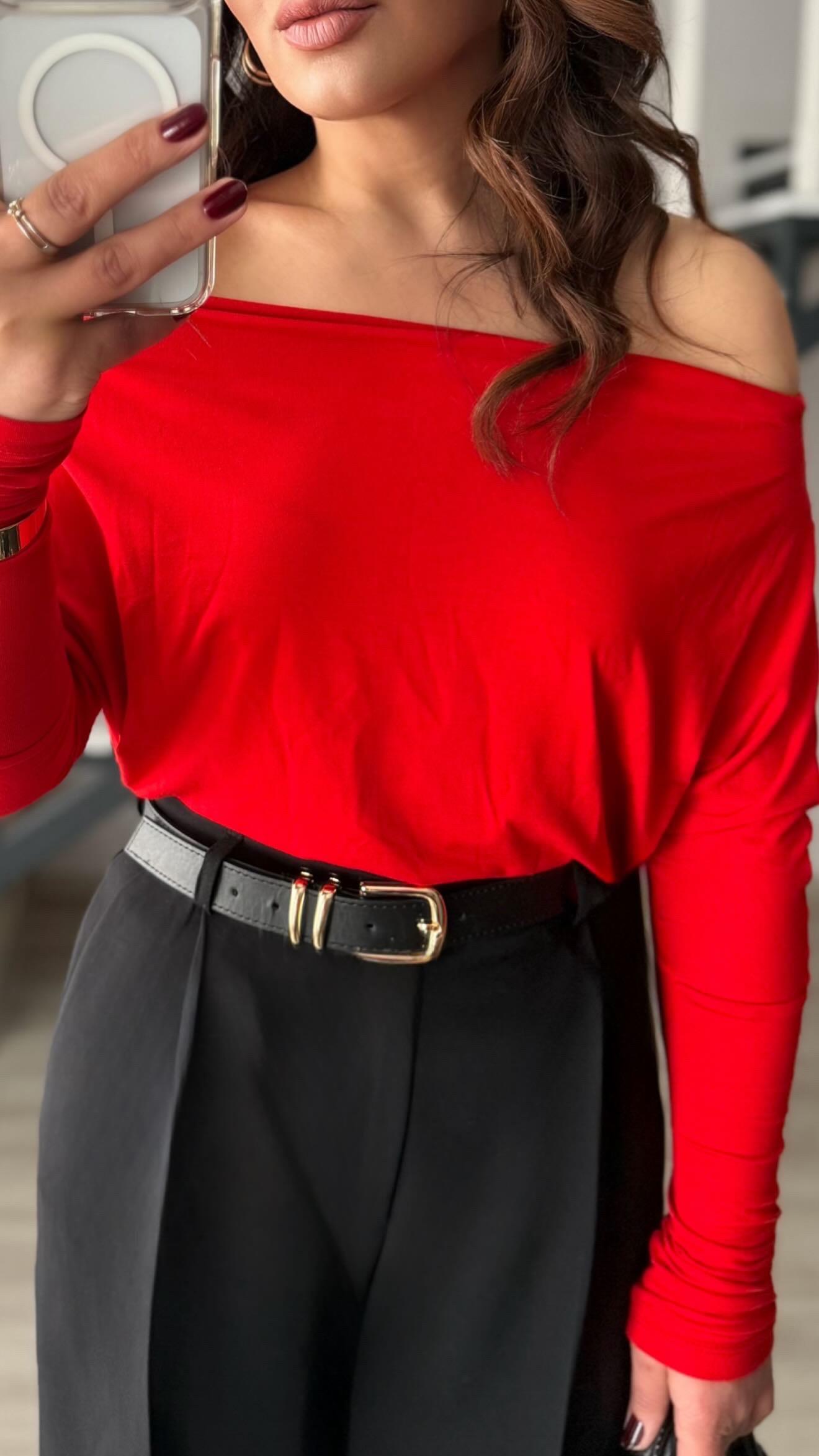 Red Modal Off-Shoulder Blouse