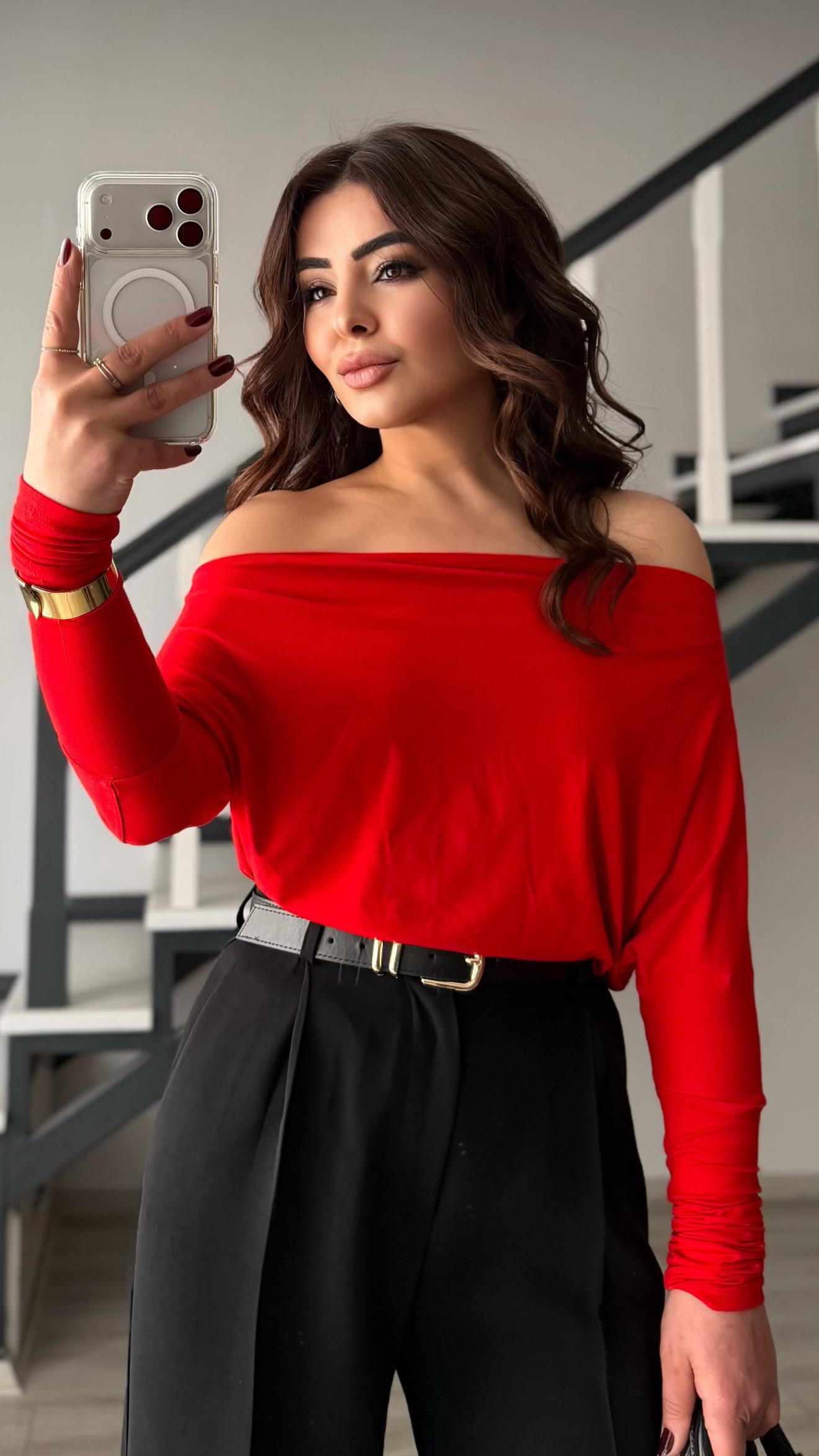 Red Modal Off-Shoulder Blouse