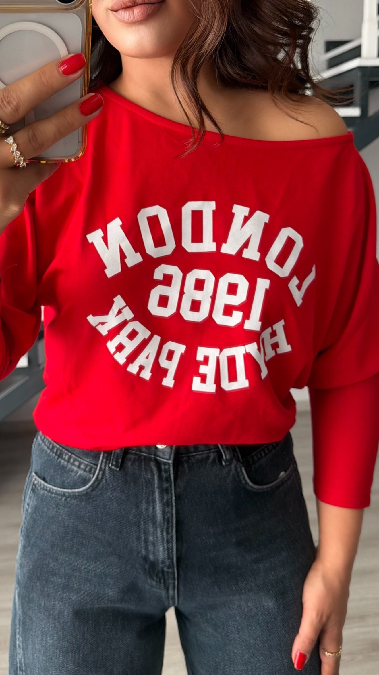 Red Modal Boat Neck Blouse