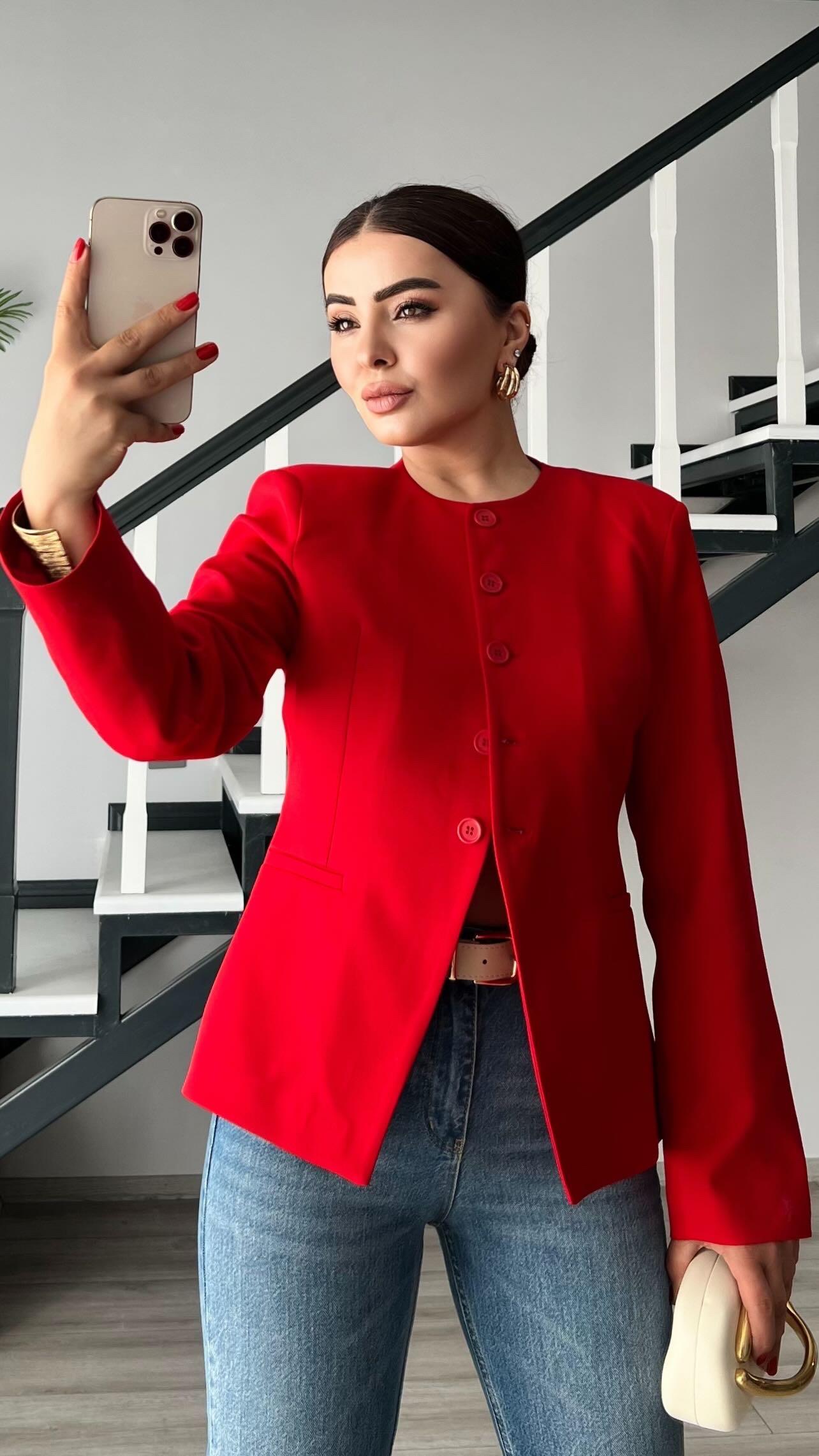Kırmızı Premium Vatkalı Marka Model Ceket