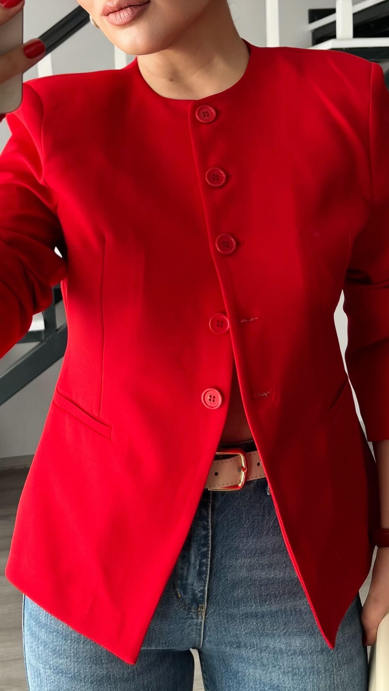 Kırmızı Premium Vatkalı Marka Model Ceket