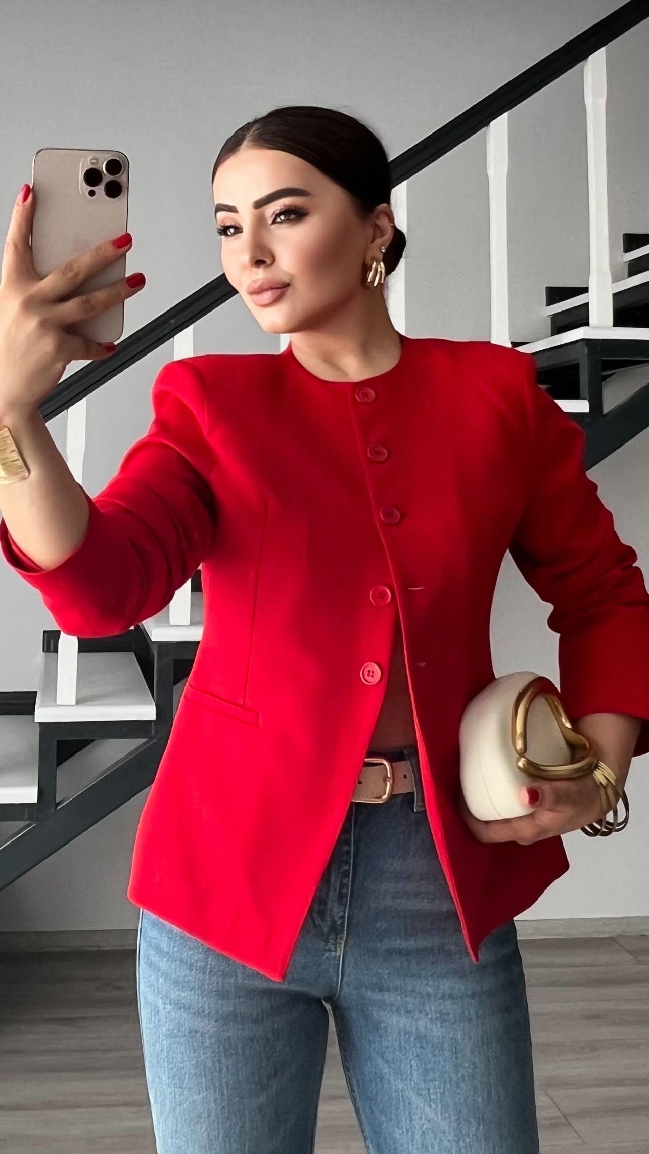Kırmızı Premium Vatkalı Marka Model Ceket
