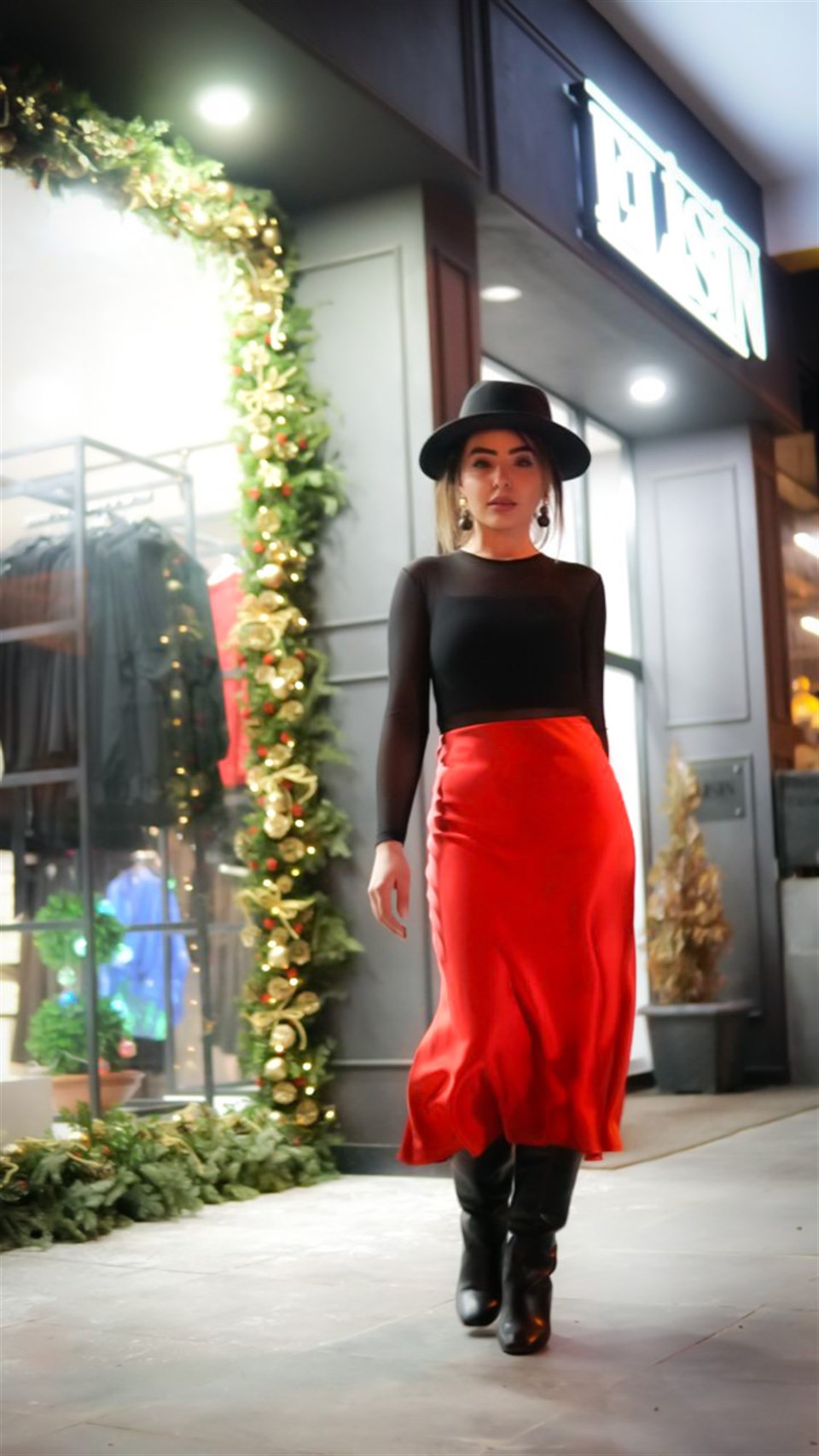 Red Satin Skirt