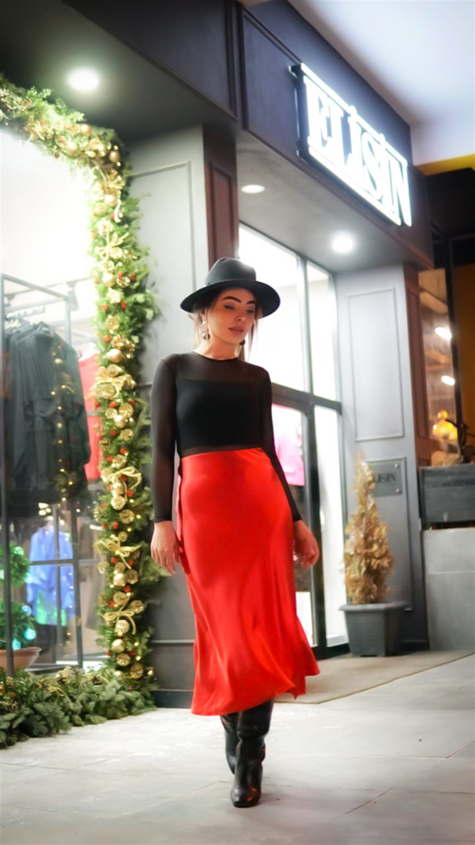 Red Satin Skirt
