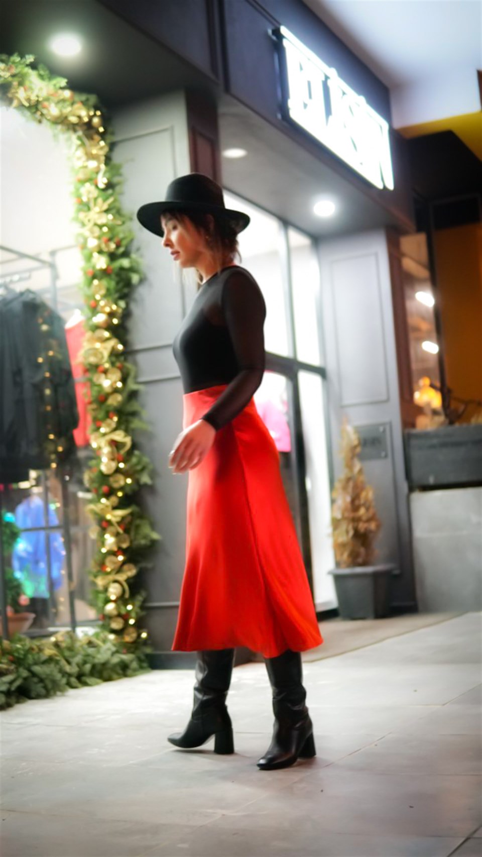Red Satin Skirt