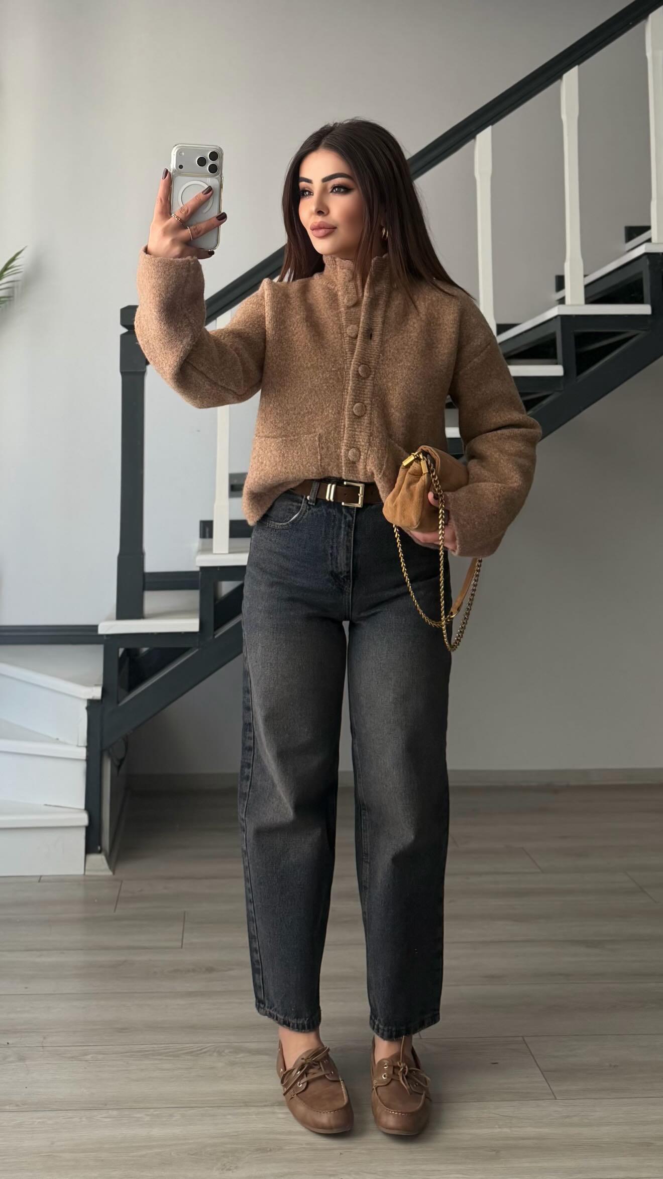 Suede Belted Antique Wash Skater Jeans