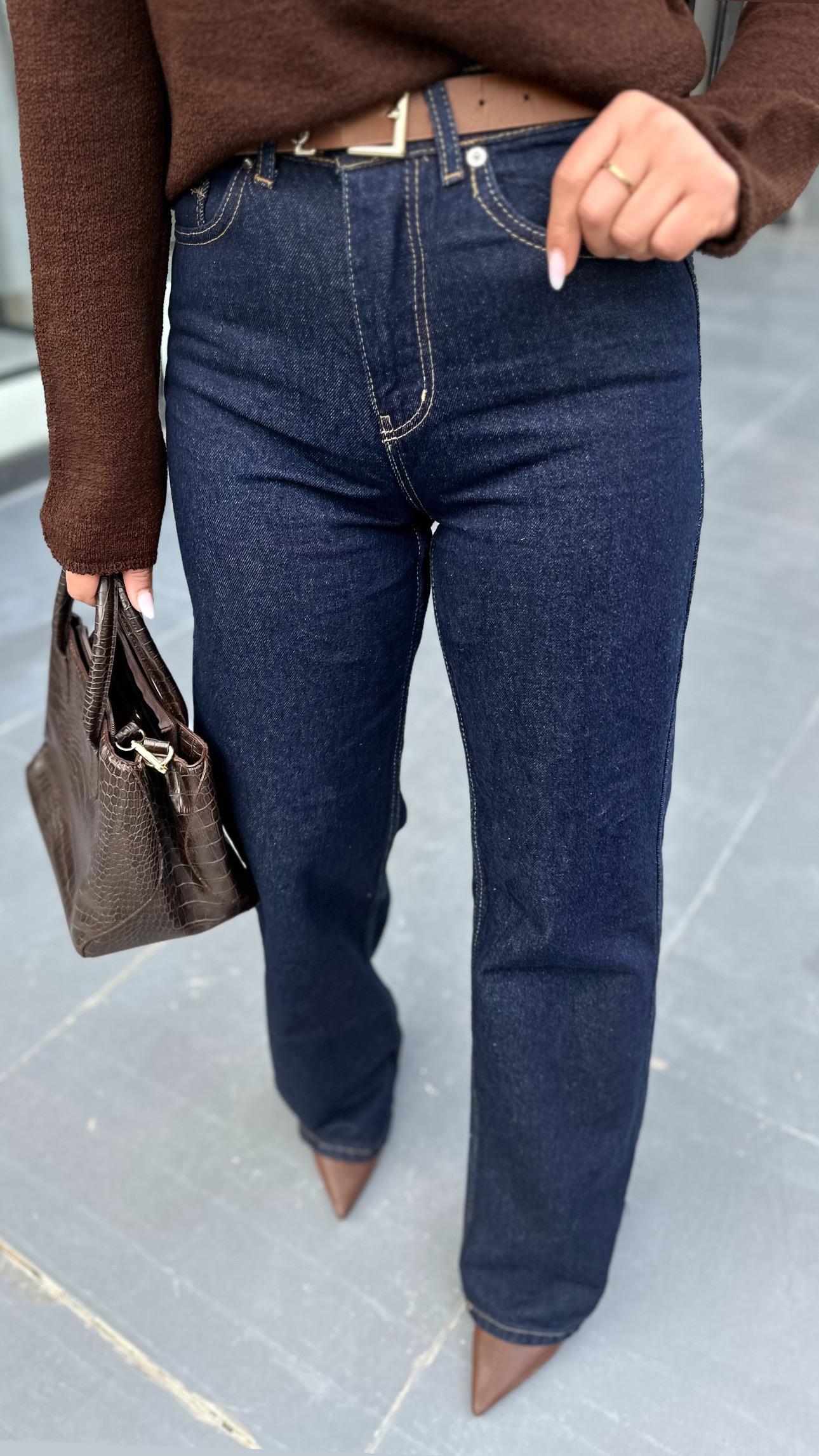 Koyu Lacivert Straight Jean 