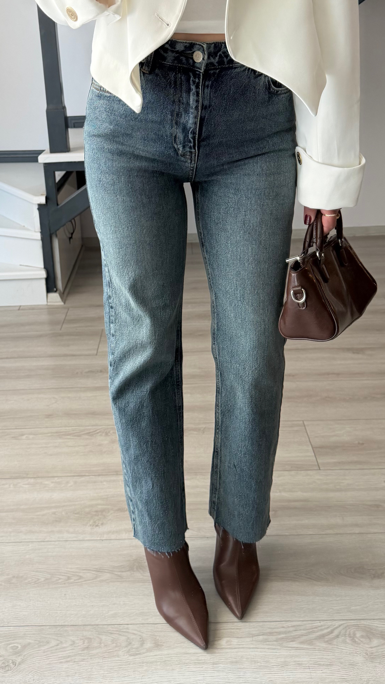 Koyu Mavi Likralı Boy Fit Jean