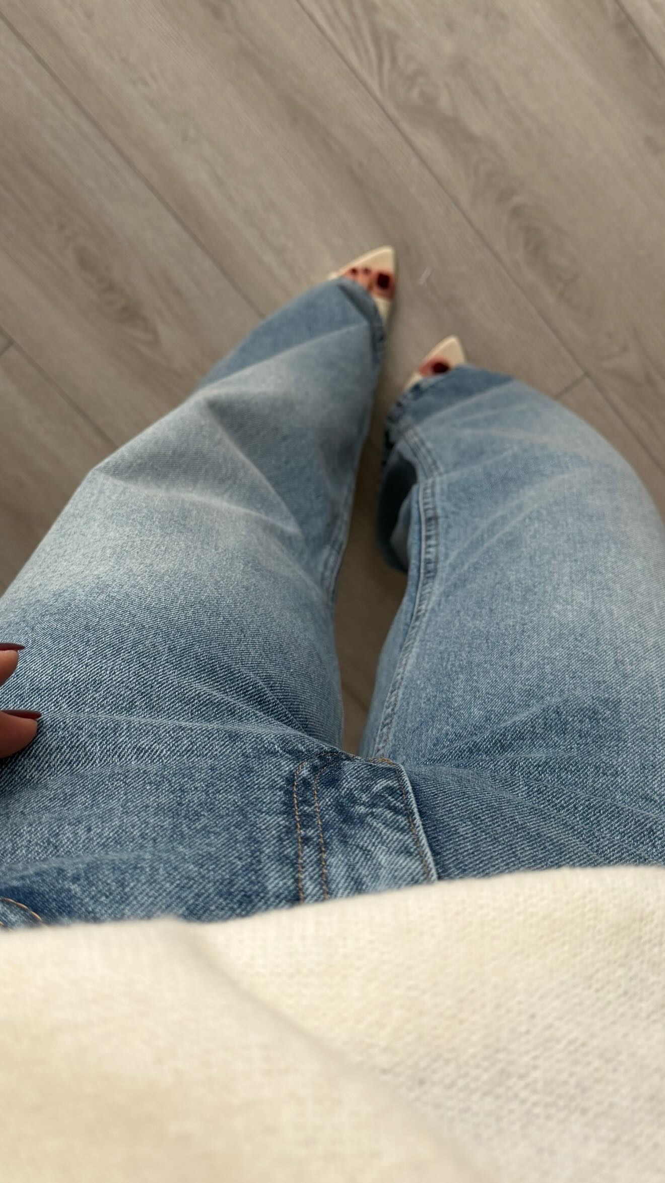 Koyu Mavi Yıkamalı Kemerli Wide Leg Jean