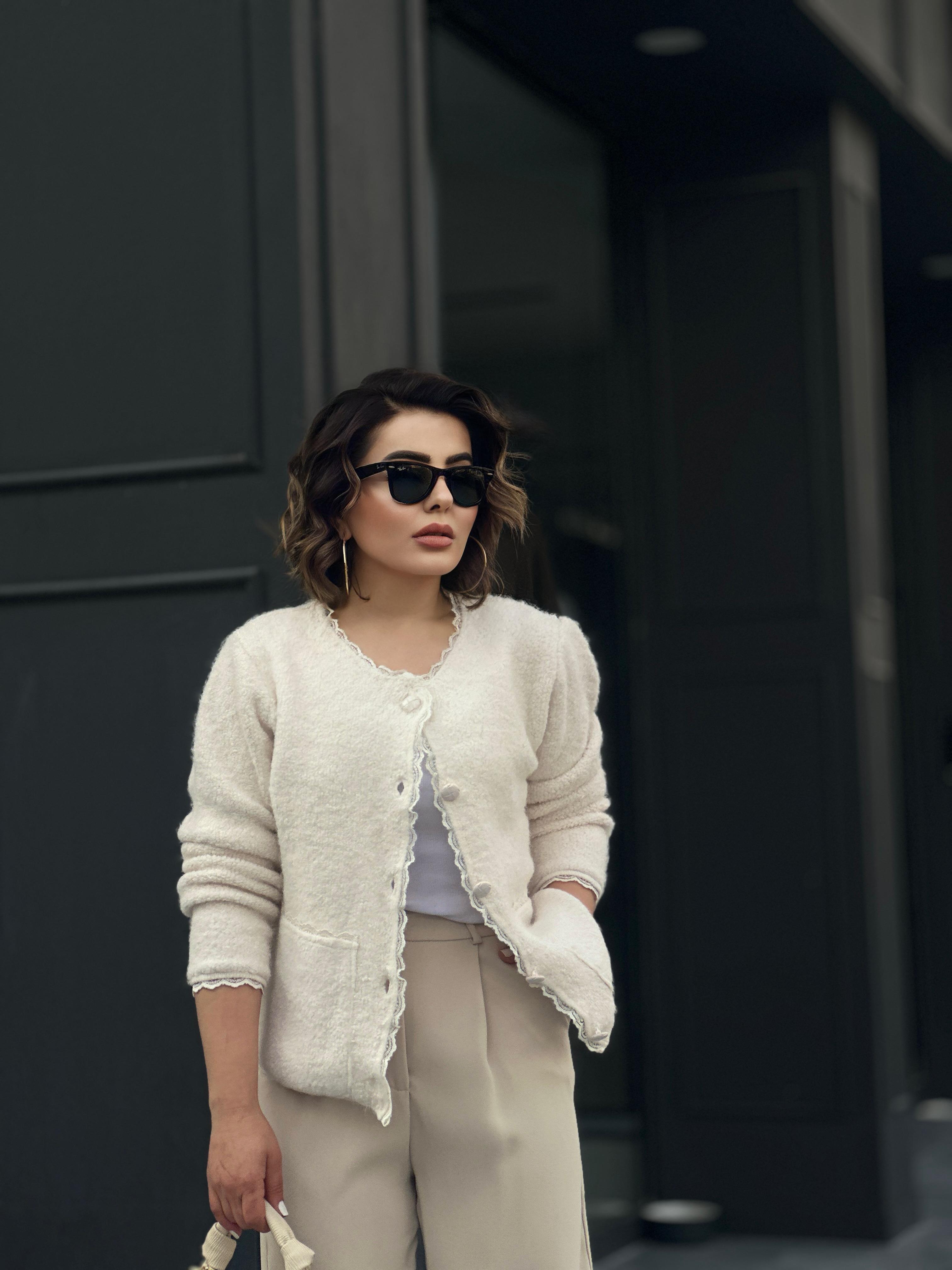 Cream Pocketed Lace Cardigan